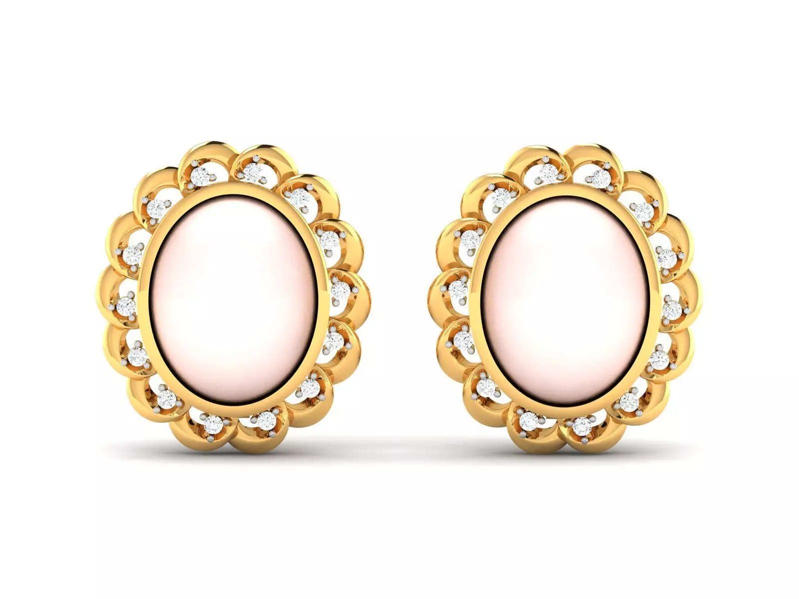 Earrings-1131 rose quartz stud earrings gold 3D print model_0