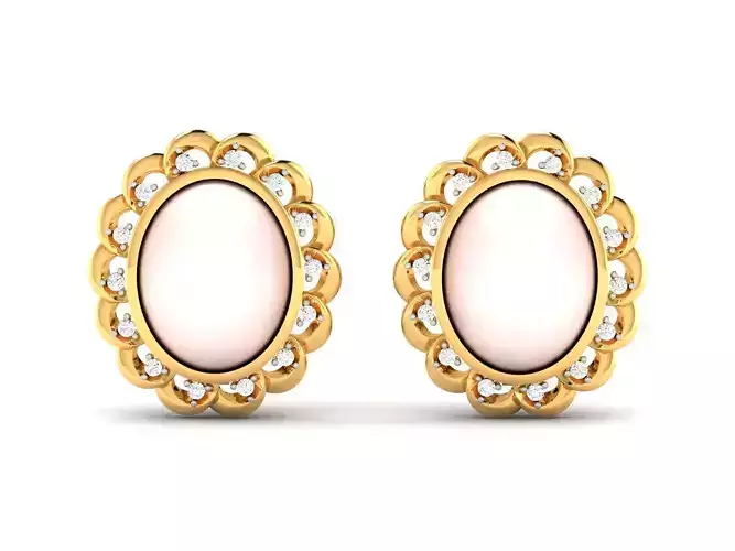Earrings-1131 rose quartz stud earrings gold 3D print model