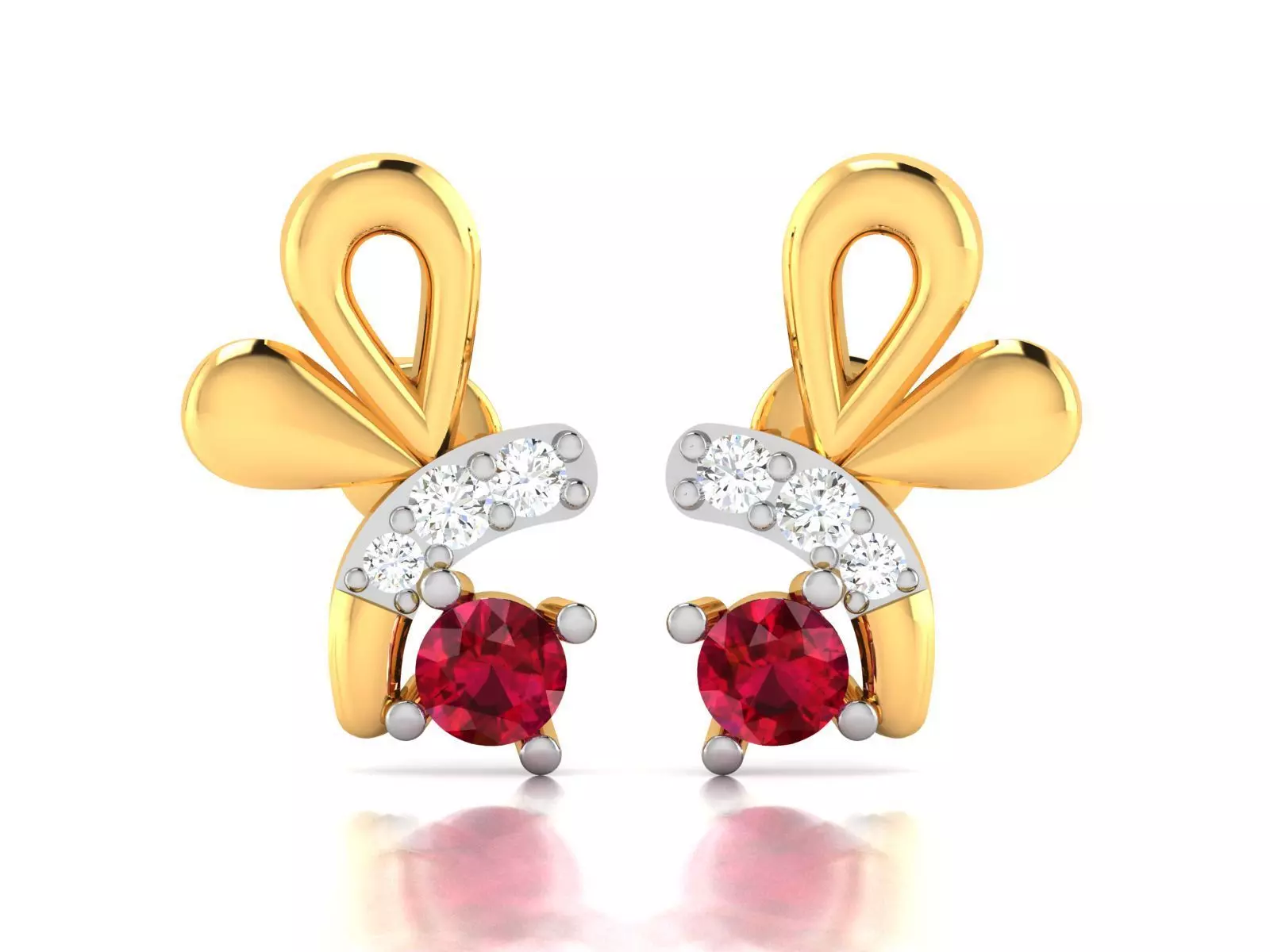 Earrings-1124 ruby and diamond stud earrings 3D print model_0
