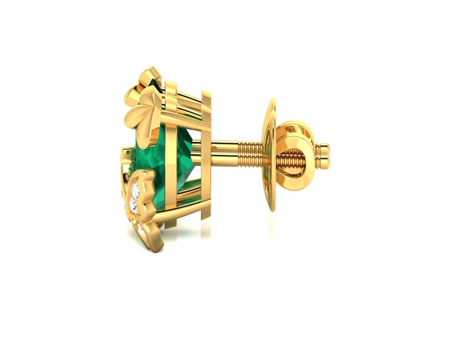 Earrings-111 emerald stud earrings gold 3D print model_5