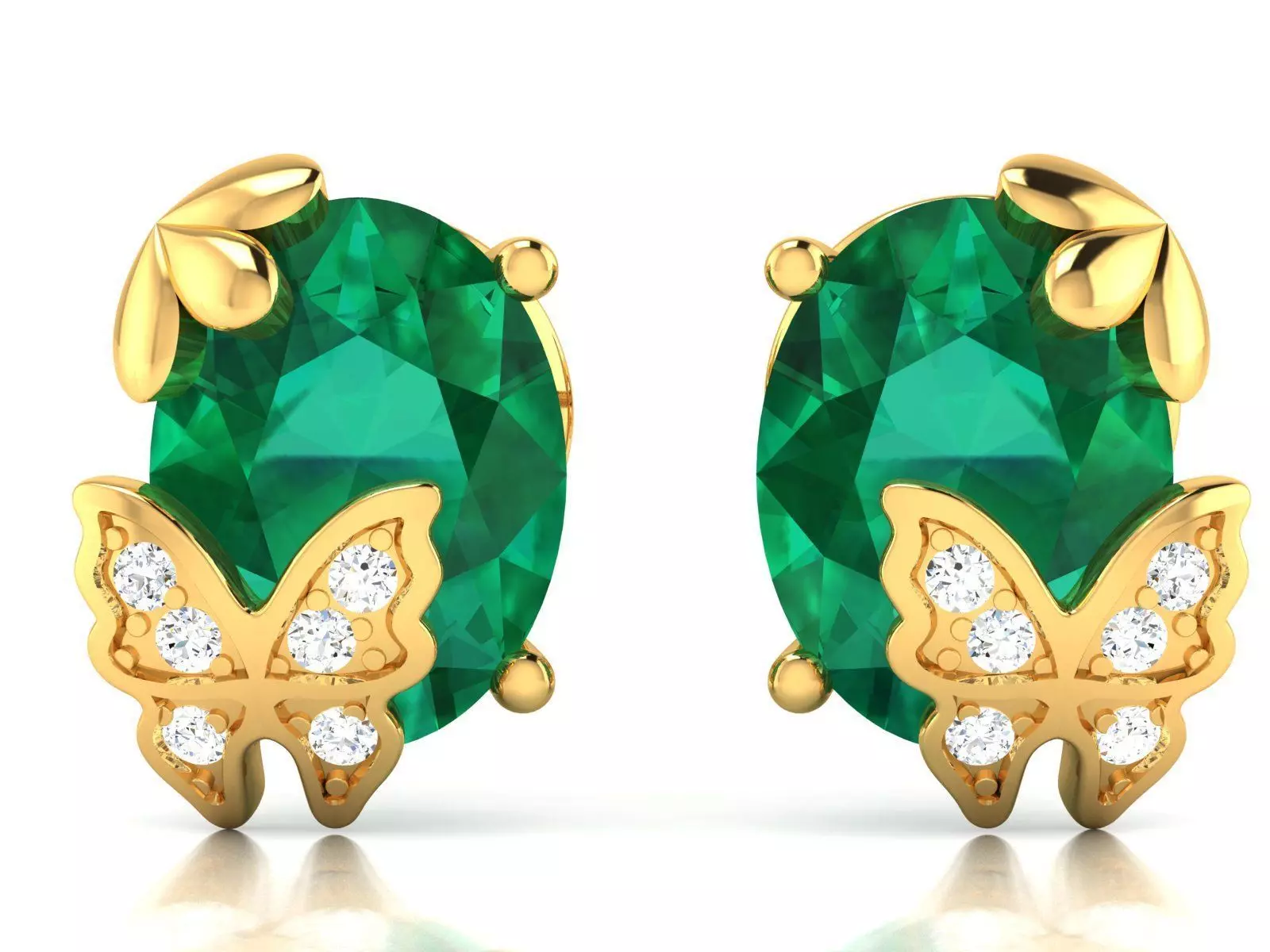 Earrings-111 emerald stud earrings gold 3D print model_0