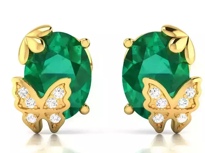 Earrings-111 emerald stud earrings gold 3D print model