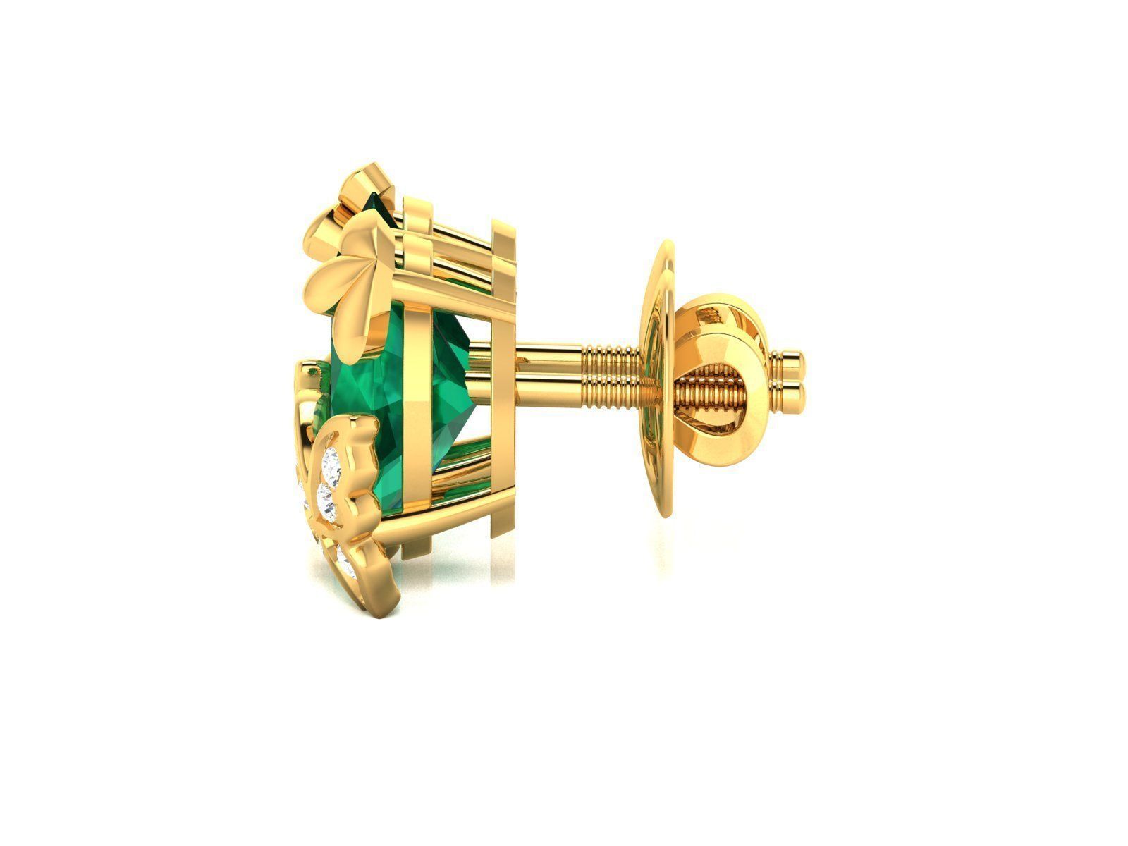 Earrings-111 emerald stud earrings gold 3D print model_4