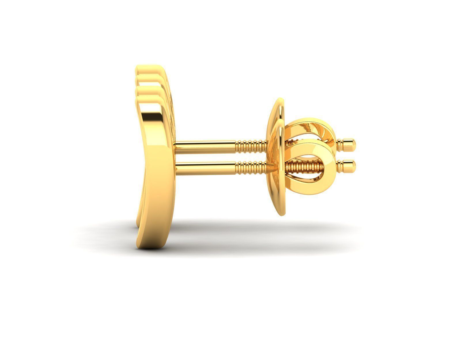 Earrings-1083 diamond heart stud earrings gold 3D print model_4