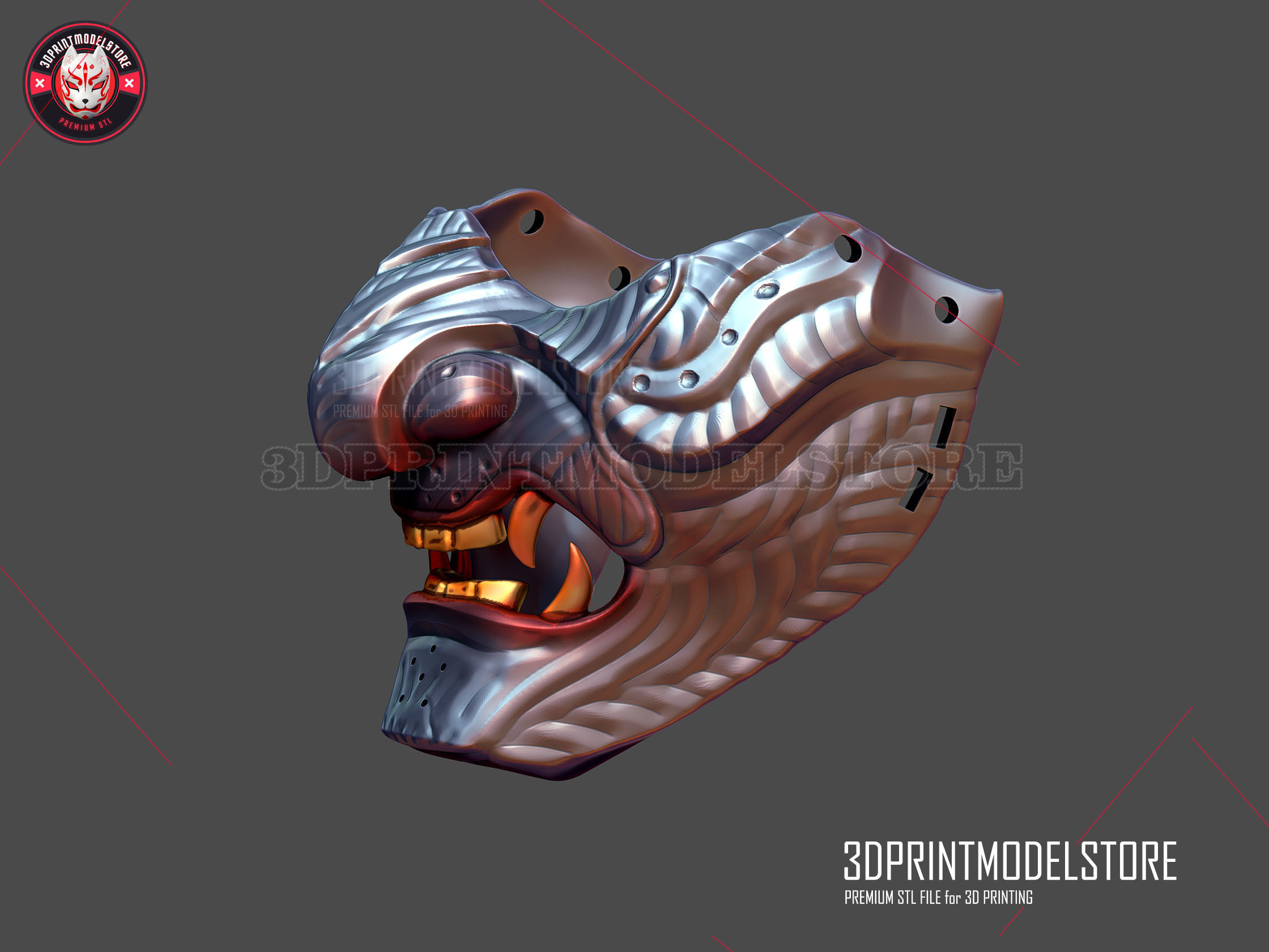 Japanese Oni Samurai Ghost Mask - Ghost of Tsushima Helmet 3D print model_4