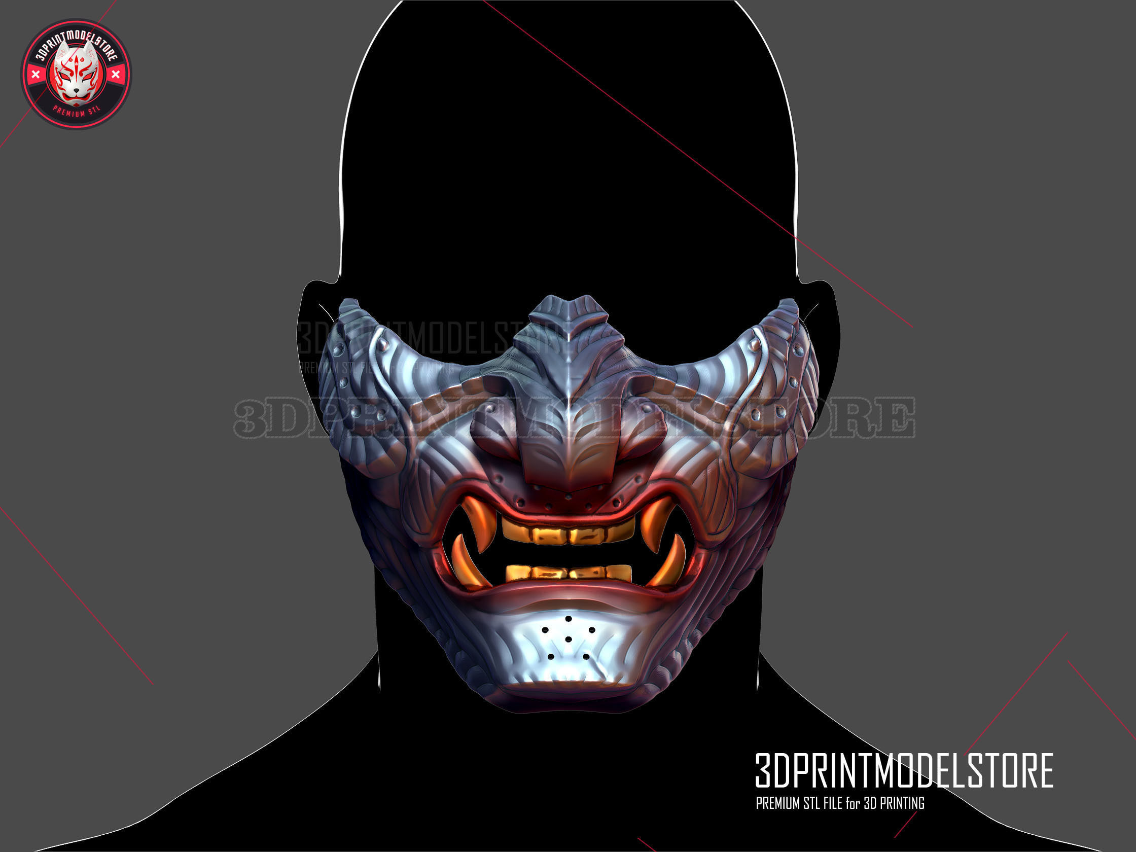 Japanese Oni Samurai Ghost Mask - Ghost of Tsushima Helmet 3D print model_1