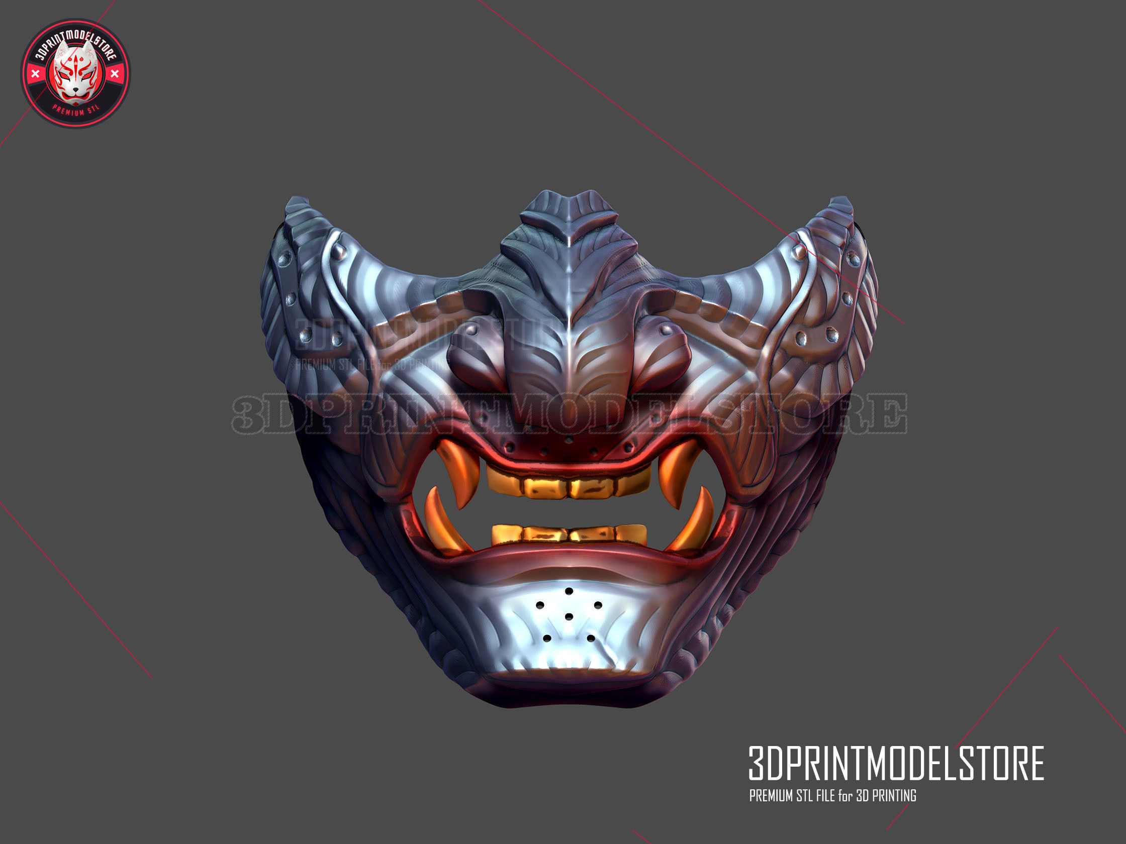 Japanese Oni Samurai Ghost Mask - Ghost of Tsushima Helmet 3D print model_2