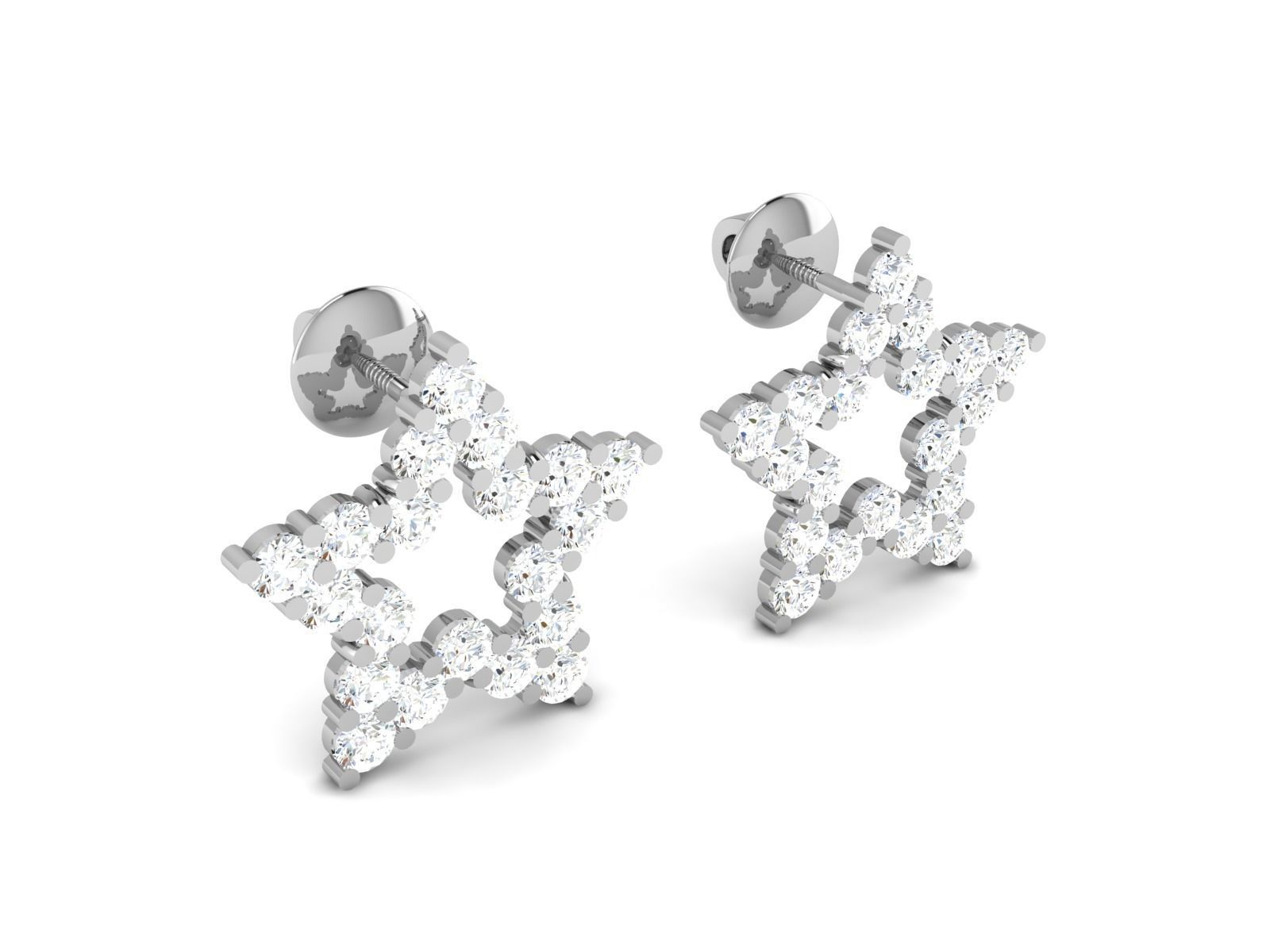 Earrings-1056 diamond stud earring 3D print model_2