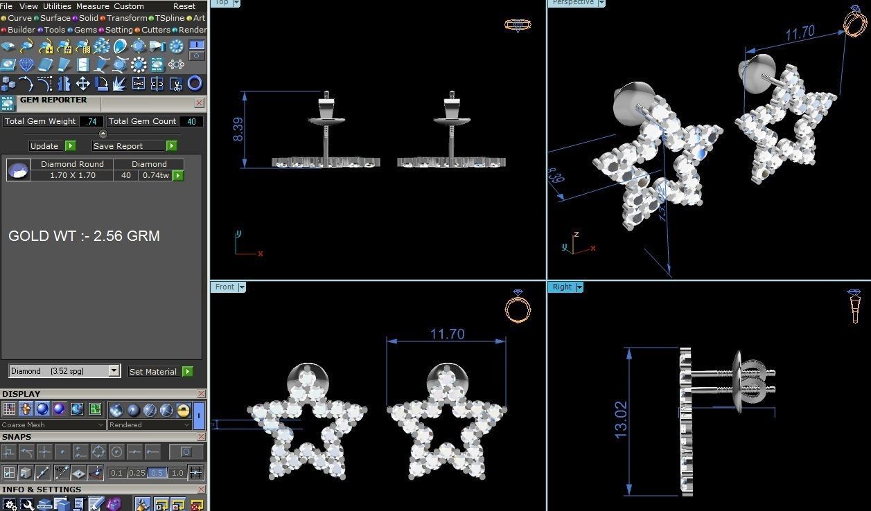 Earrings-1056 diamond stud earring 3D print model_6