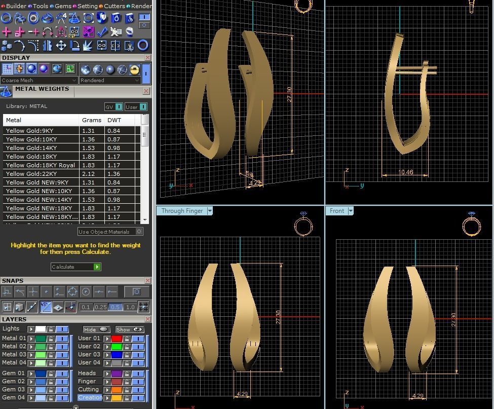 Earrings-1048 gold plated earring 3D print model_10