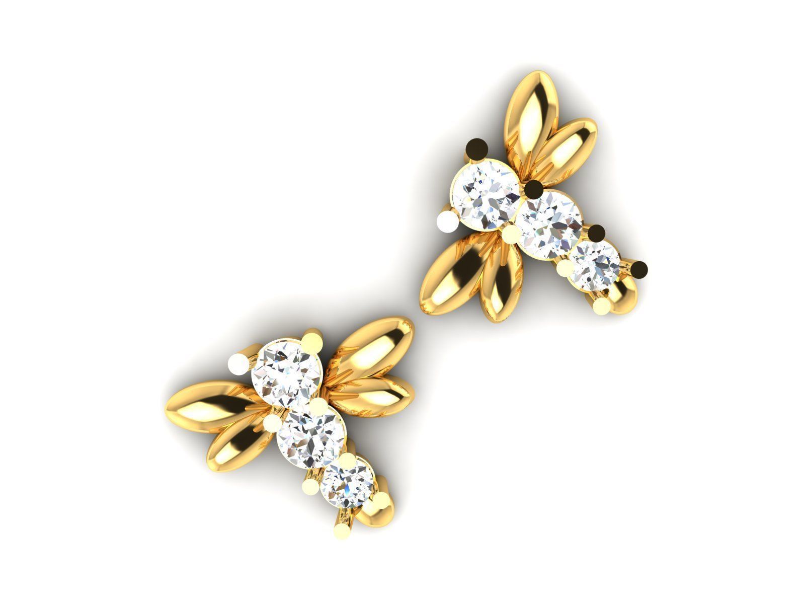 Earrings-1018 two bee stud earrings gold 3D print model_7