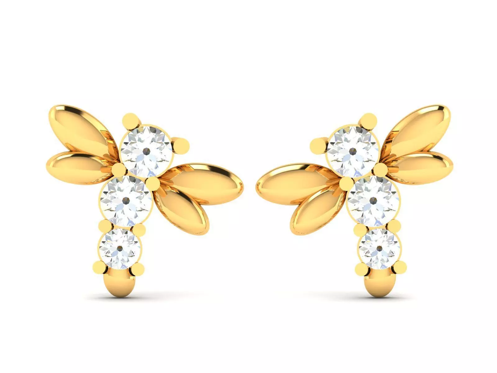 Earrings-1018 two bee stud earrings gold 3D print model_0