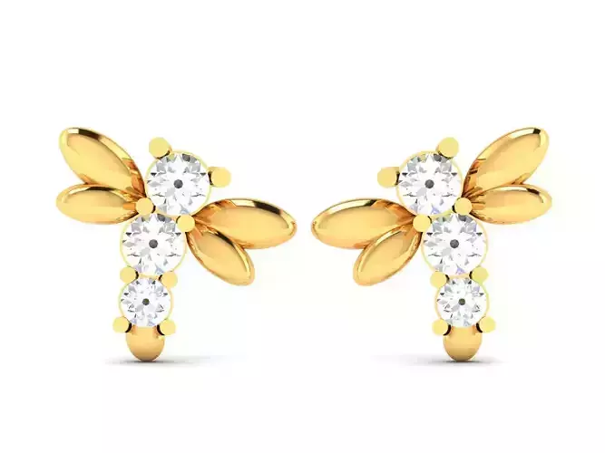 Earrings-1018 two bee stud earrings gold 3D print model