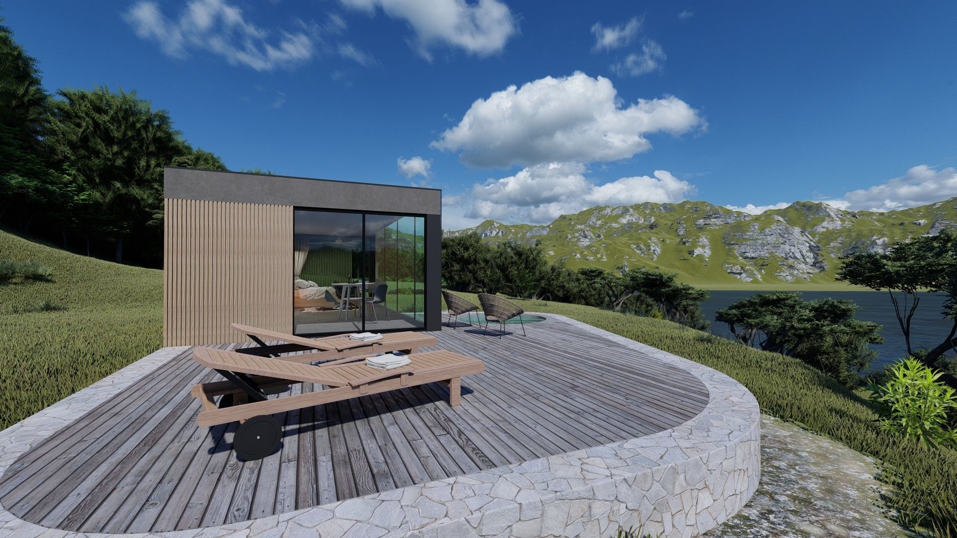 modern mobile home tiny house vacation house on 40m2 Alekseja 40 Low-poly 3D model_13