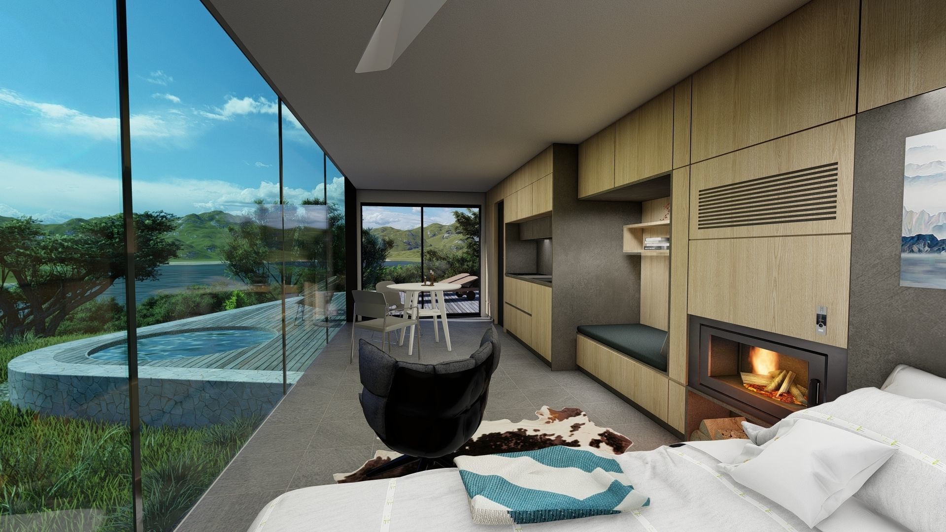 modern mobile home tiny house vacation house on 40m2 Alekseja 40 Low-poly 3D model_15