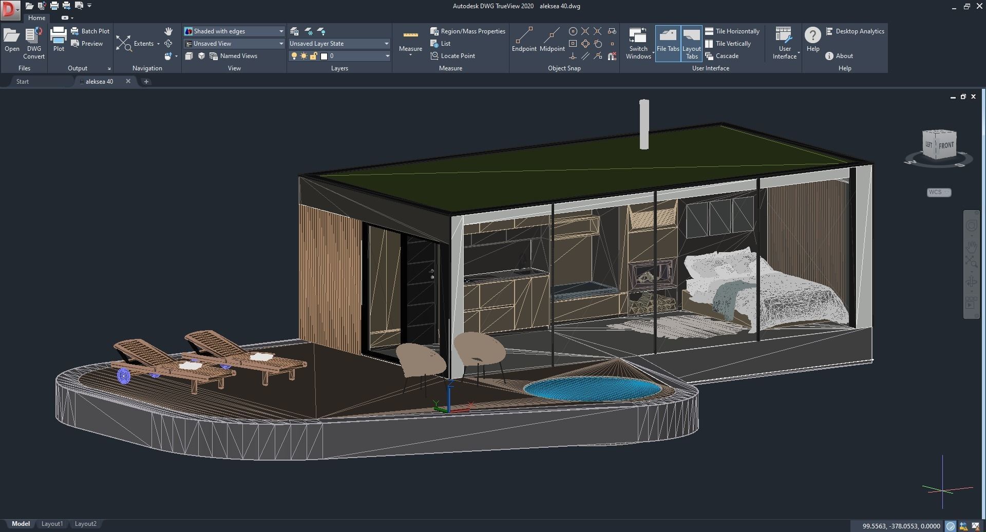 modern mobile home tiny house vacation house on 40m2 Alekseja 40 Low-poly 3D model_28