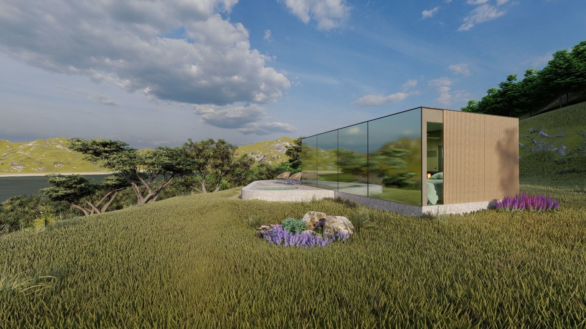 modern mobile home tiny house vacation house on 40m2 Alekseja 40 Low-poly 3D model_12