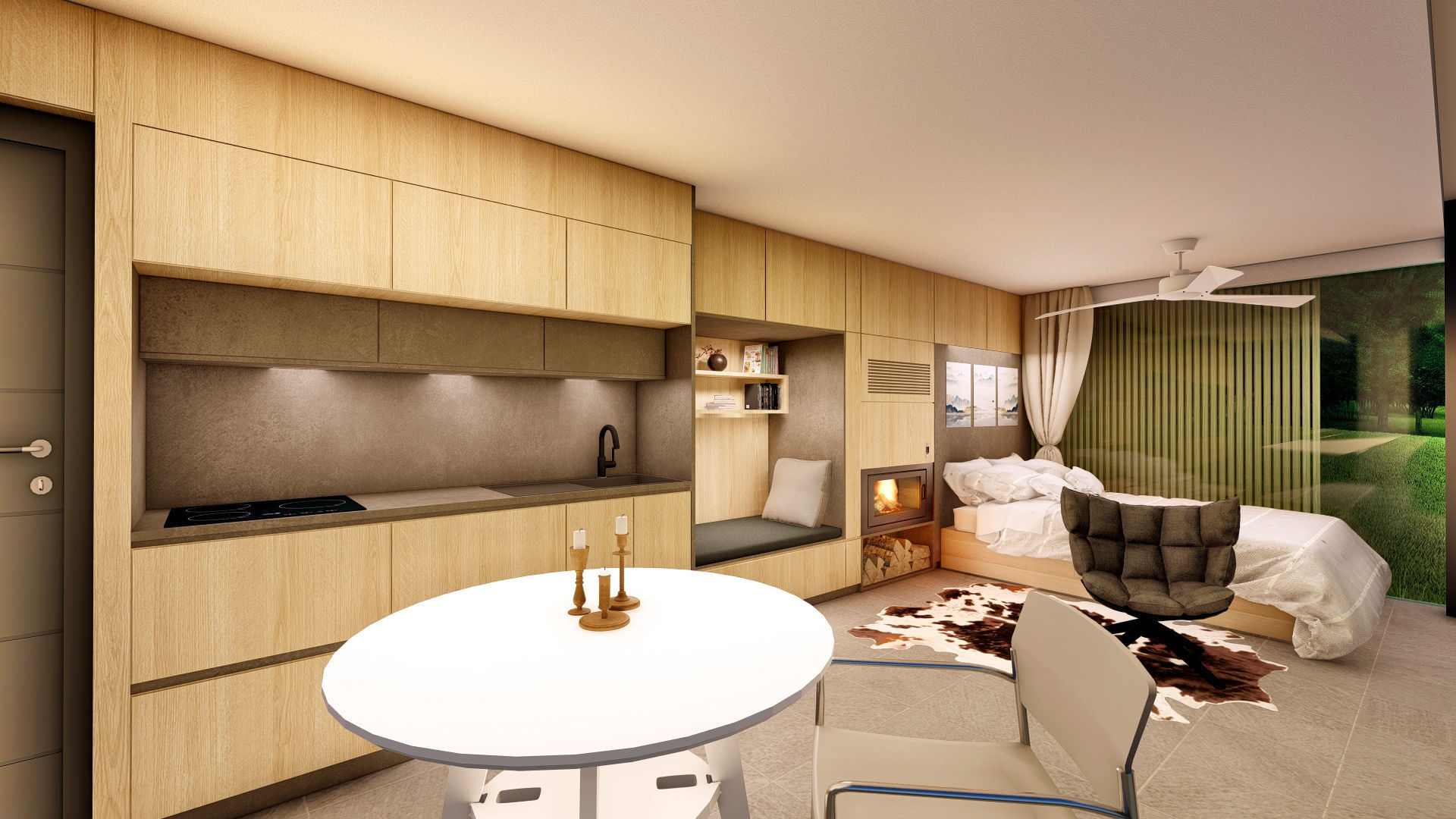 modern mobile home tiny house vacation house on 40m2 Alekseja 40 Low-poly 3D model_5