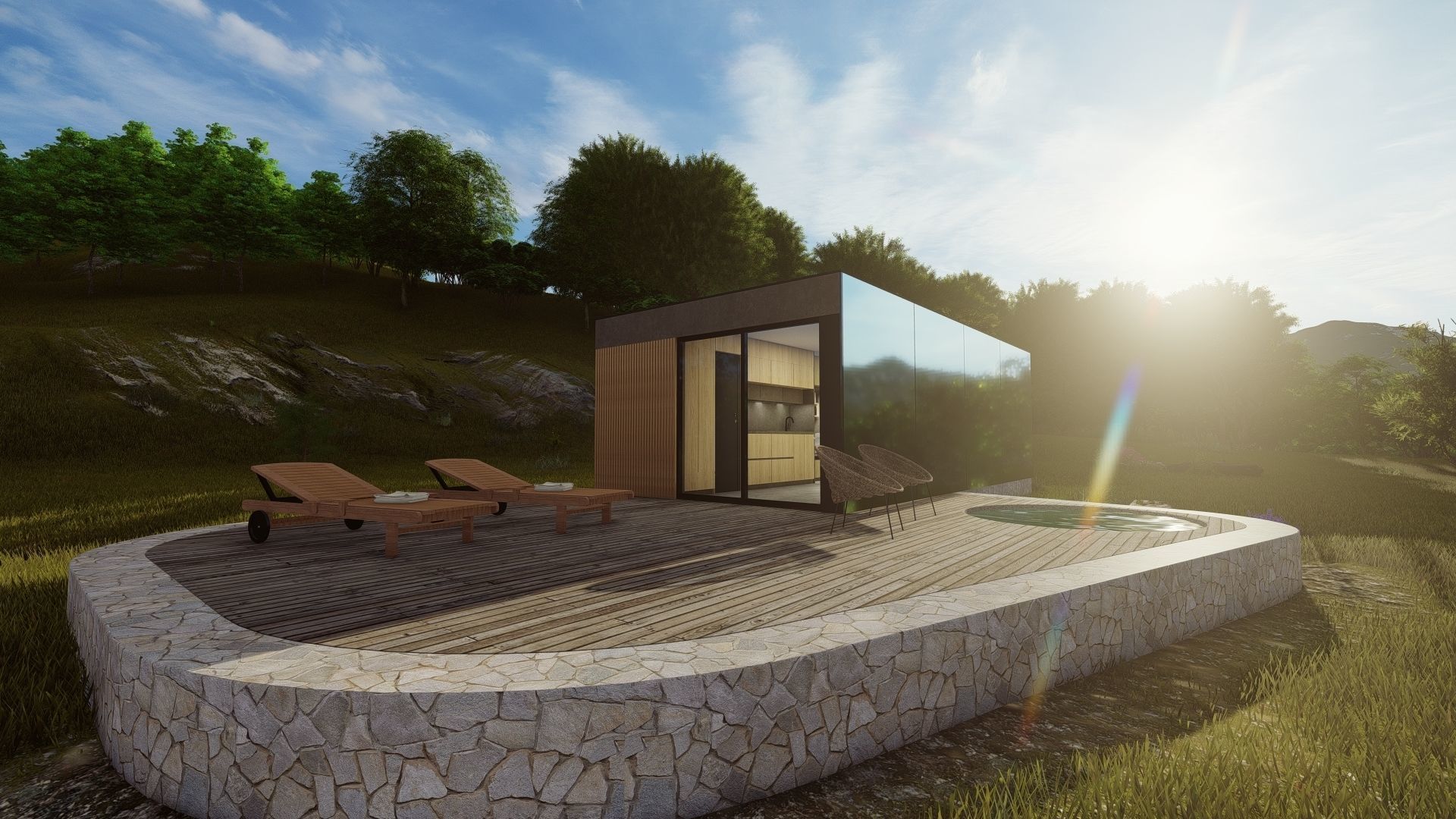 modern mobile home tiny house vacation house on 40m2 Alekseja 40 Low-poly 3D model_25