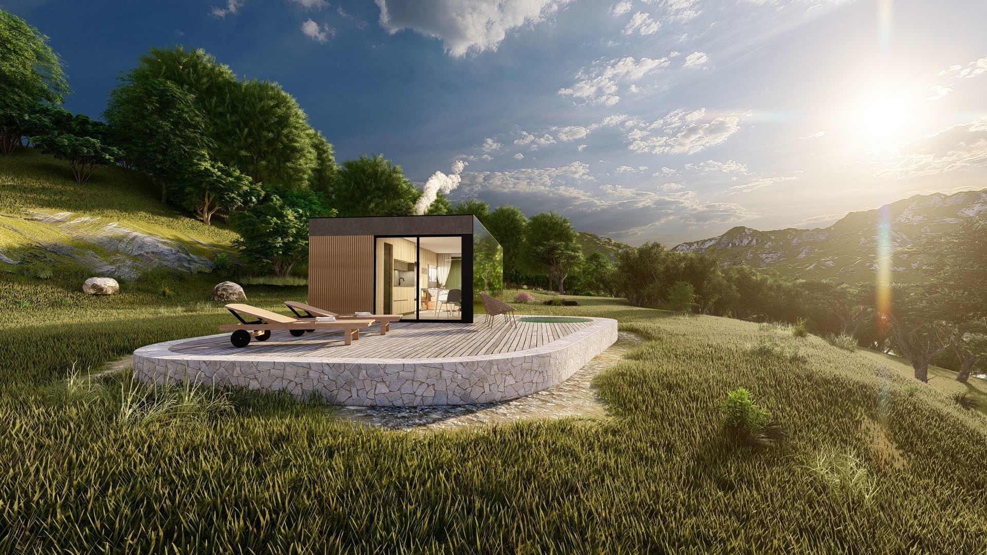 modern mobile home tiny house vacation house on 40m2 Alekseja 40 Low-poly 3D model_9