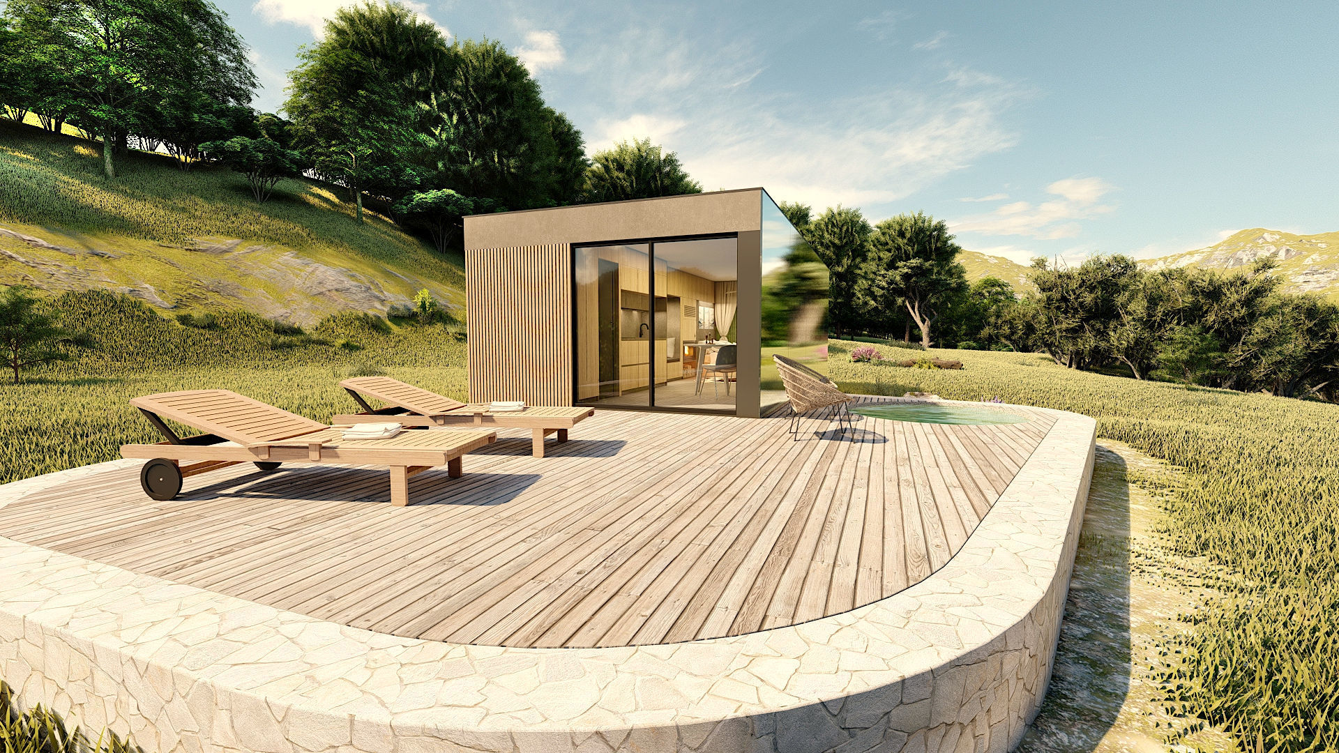 modern mobile home tiny house vacation house on 40m2 Alekseja 40 Low-poly 3D model_16