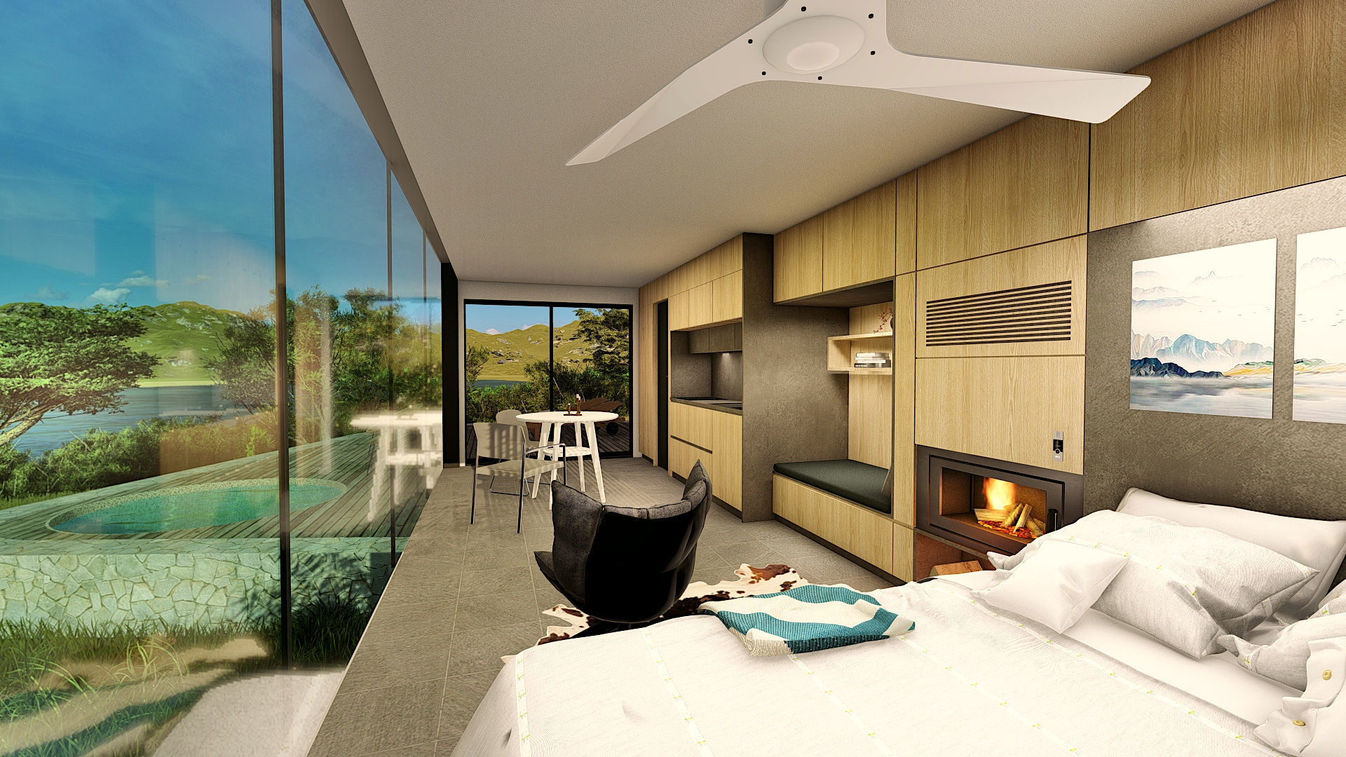 modern mobile home tiny house vacation house on 40m2 Alekseja 40 Low-poly 3D model_3