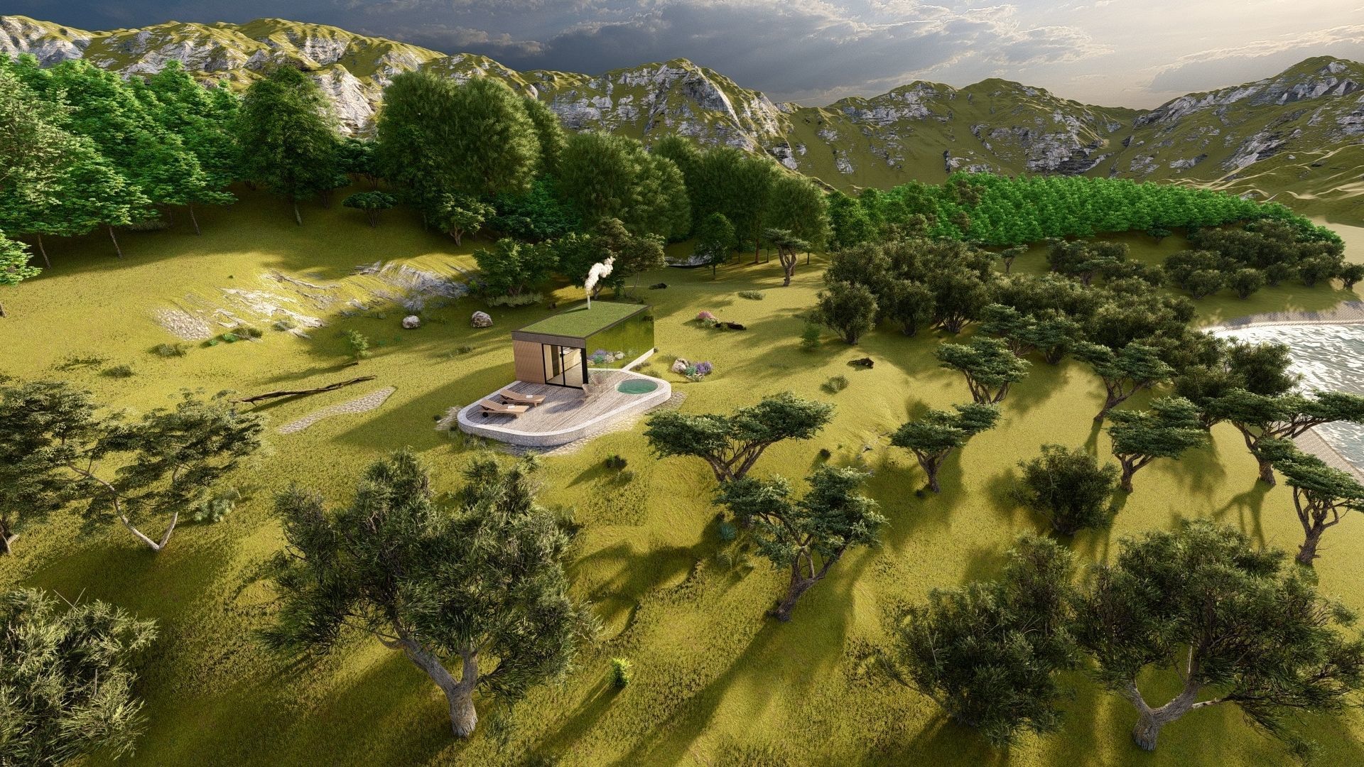 modern mobile home tiny house vacation house on 40m2 Alekseja 40 Low-poly 3D model_24