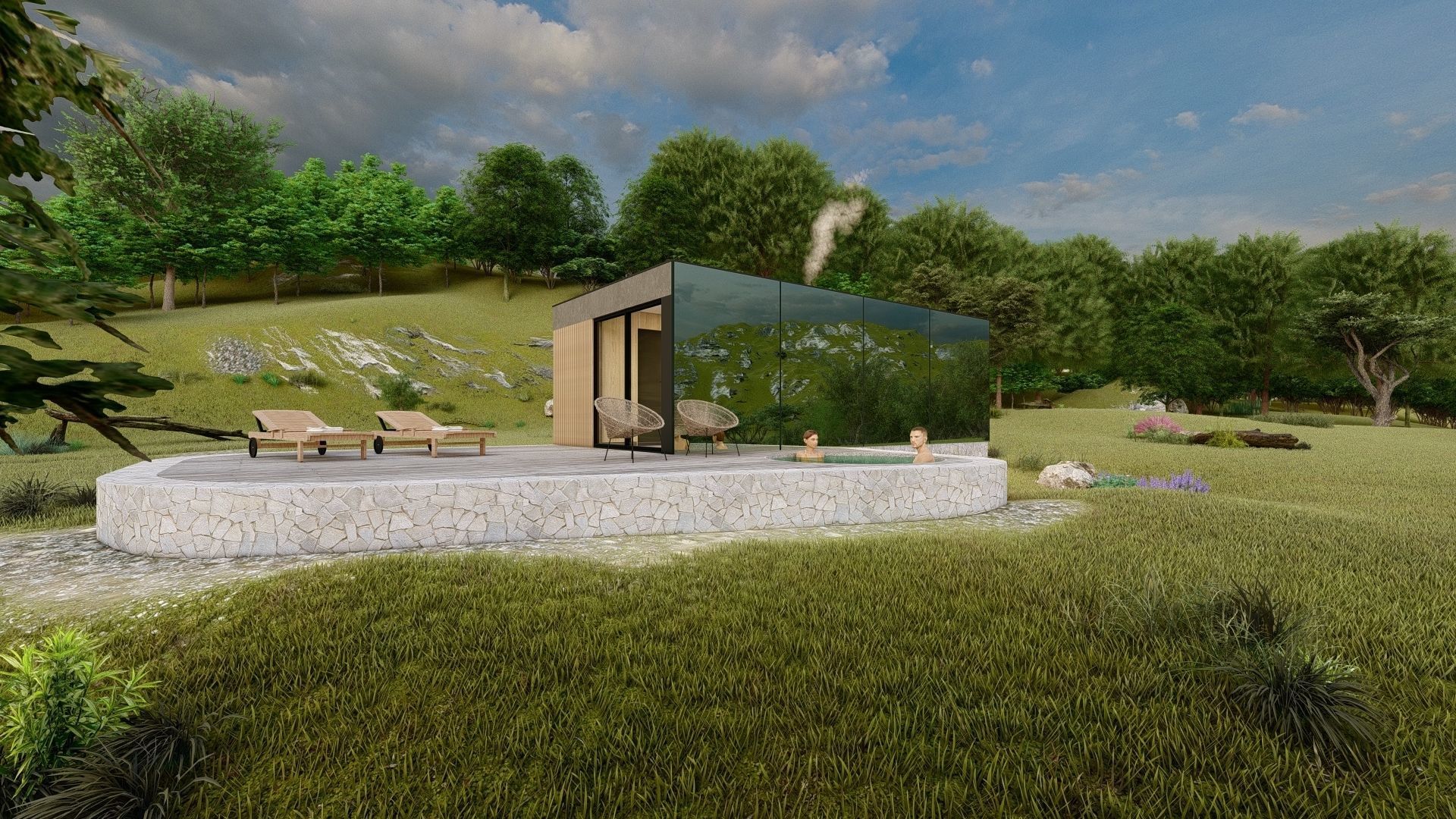 modern mobile home tiny house vacation house on 40m2 Alekseja 40 Low-poly 3D model_2