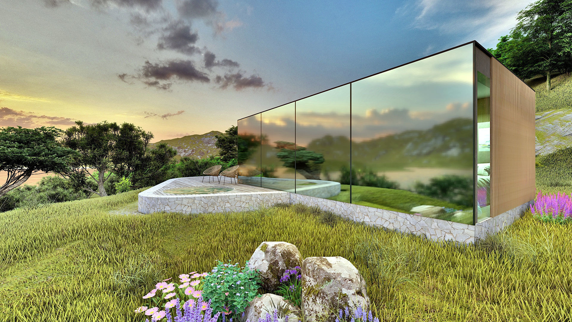 modern mobile home tiny house vacation house on 40m2 Alekseja 40 Low-poly 3D model_11