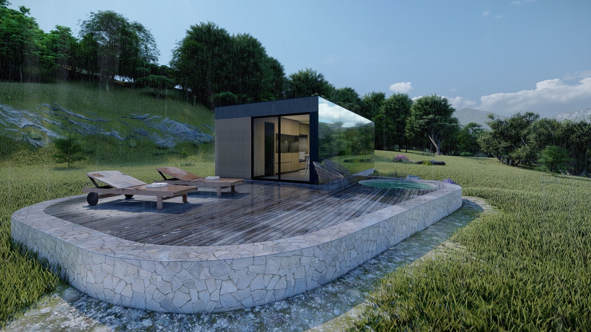 modern mobile home tiny house vacation house on 40m2 Alekseja 40 Low-poly 3D model_18