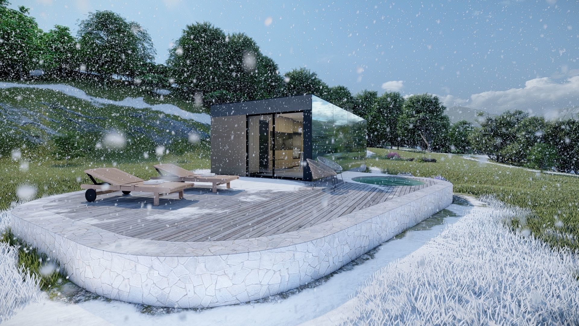 modern mobile home tiny house vacation house on 40m2 Alekseja 40 Low-poly 3D model_23