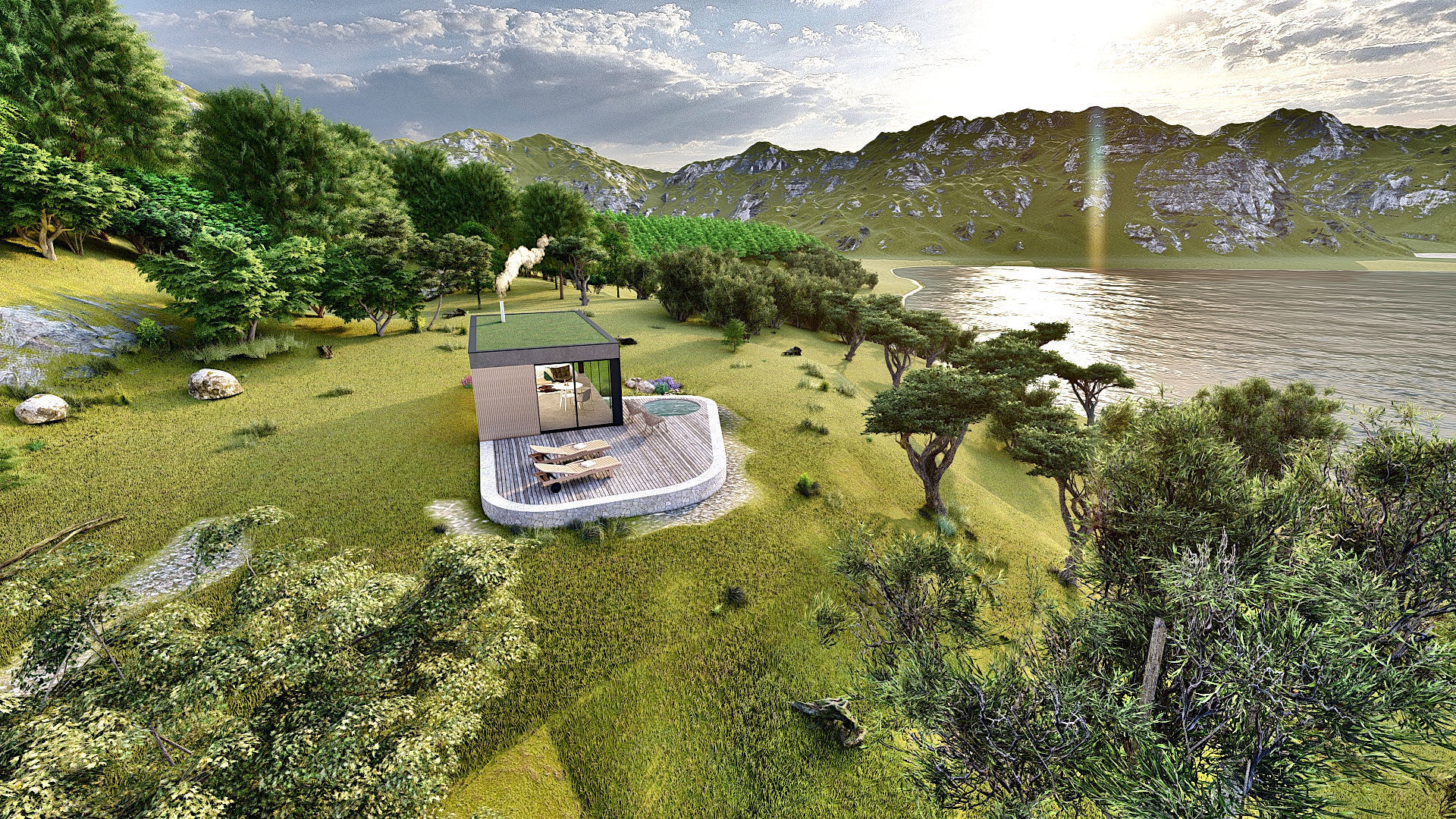 modern mobile home tiny house vacation house on 40m2 Alekseja 40 Low-poly 3D model_6