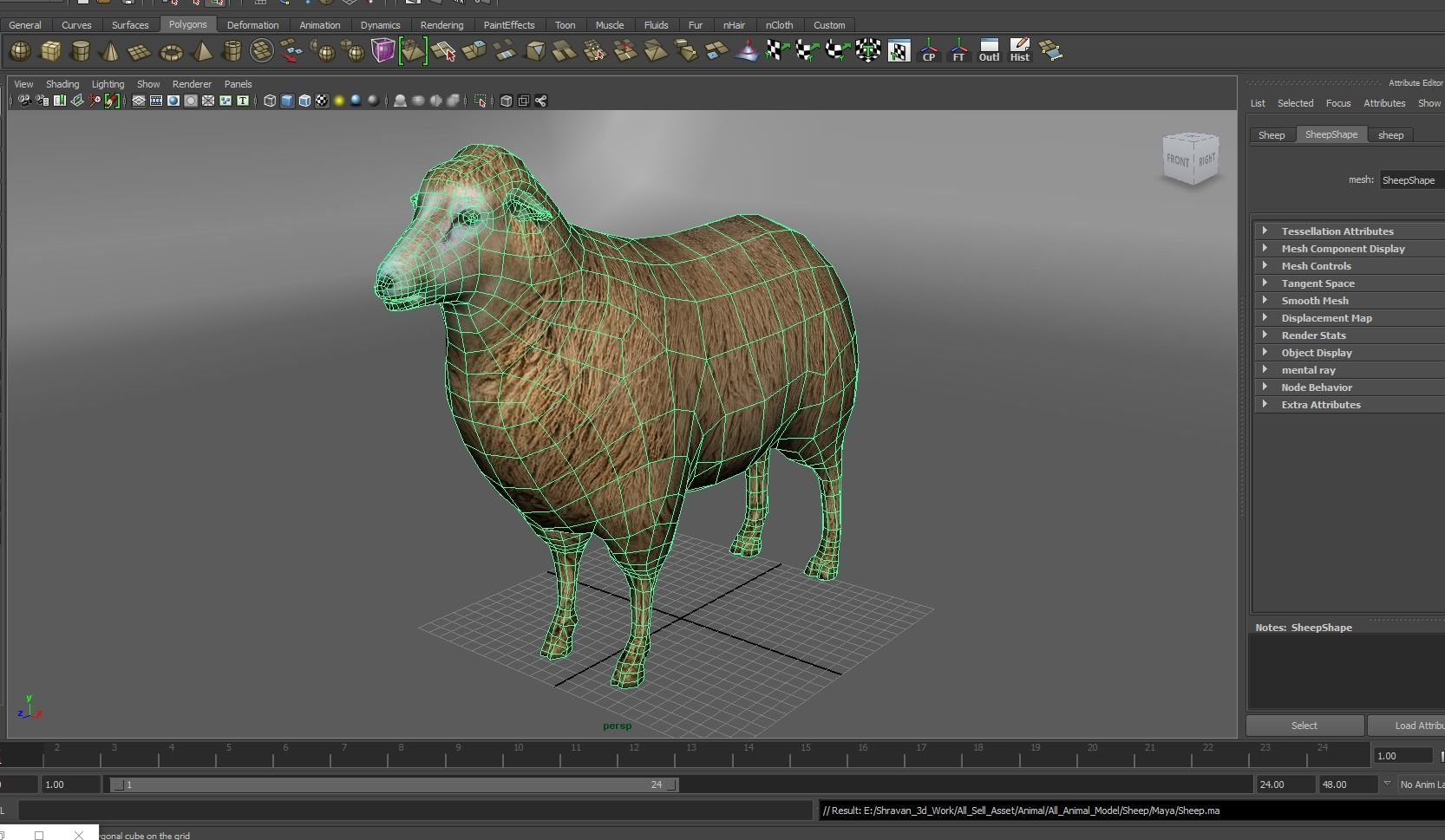Low poly 3D Sheep Rigged Low-poly 3D model_15