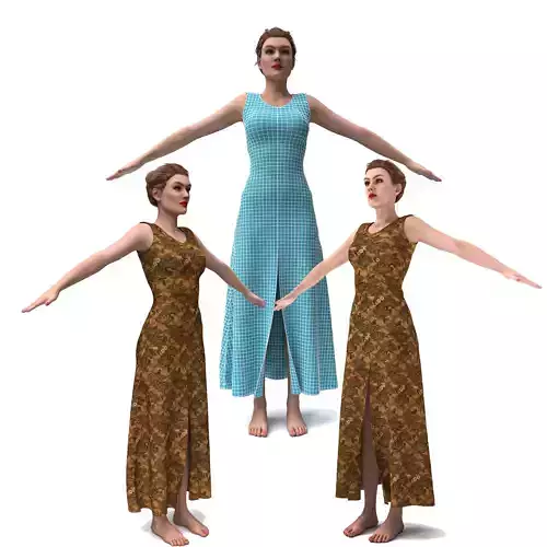 3d realistic female character with clothing dress