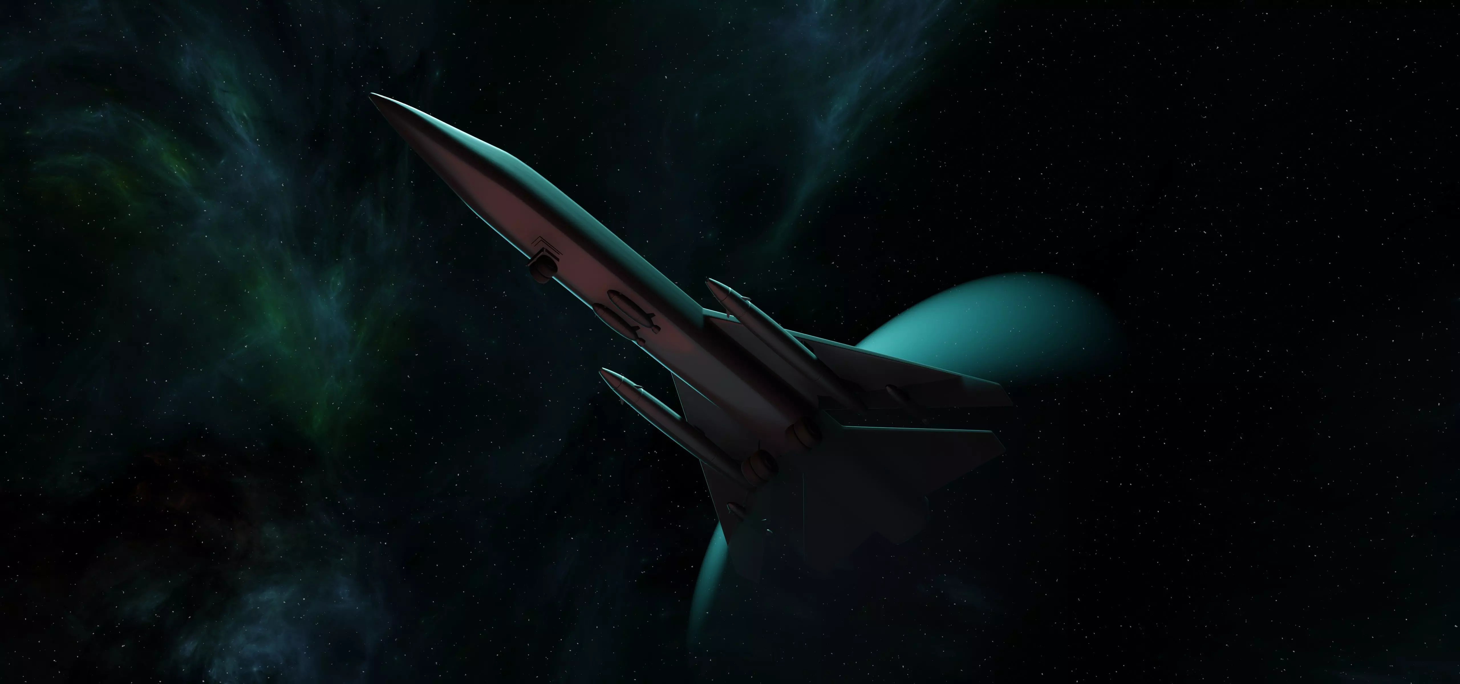 Fighter spaceship in space Free 3D model_0