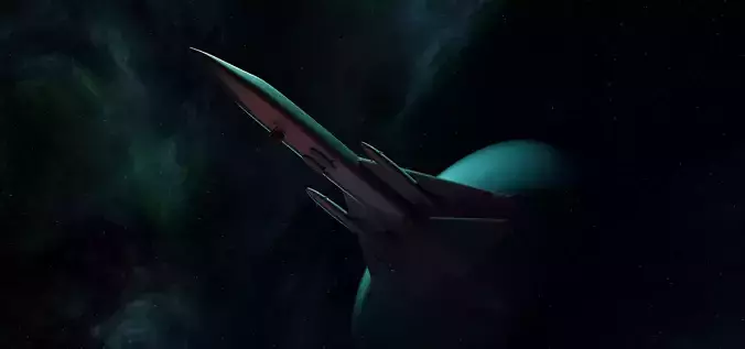 Fighter spaceship in space