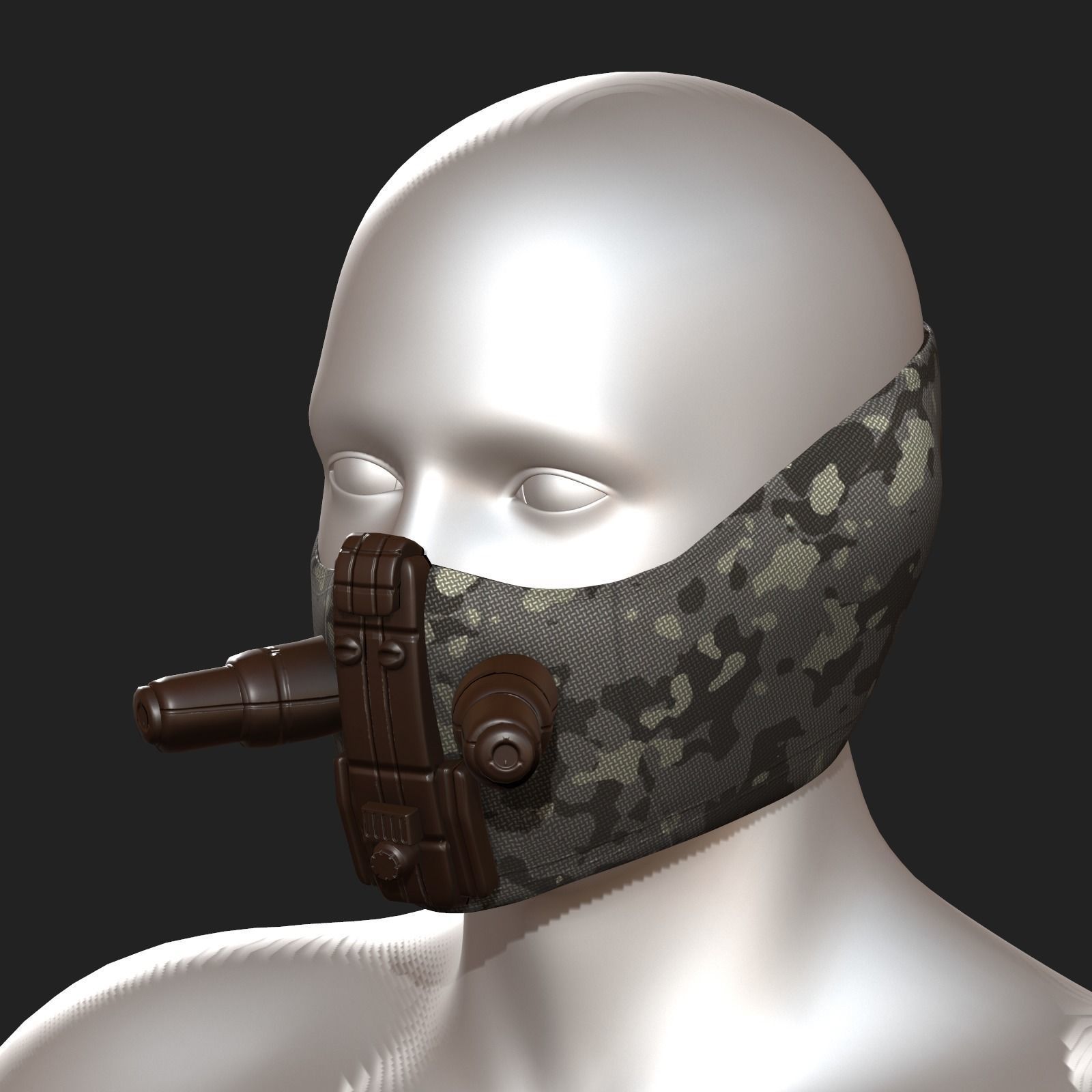 Gas mask respirator scifi futuristic 3d Low-poly 3D model_1
