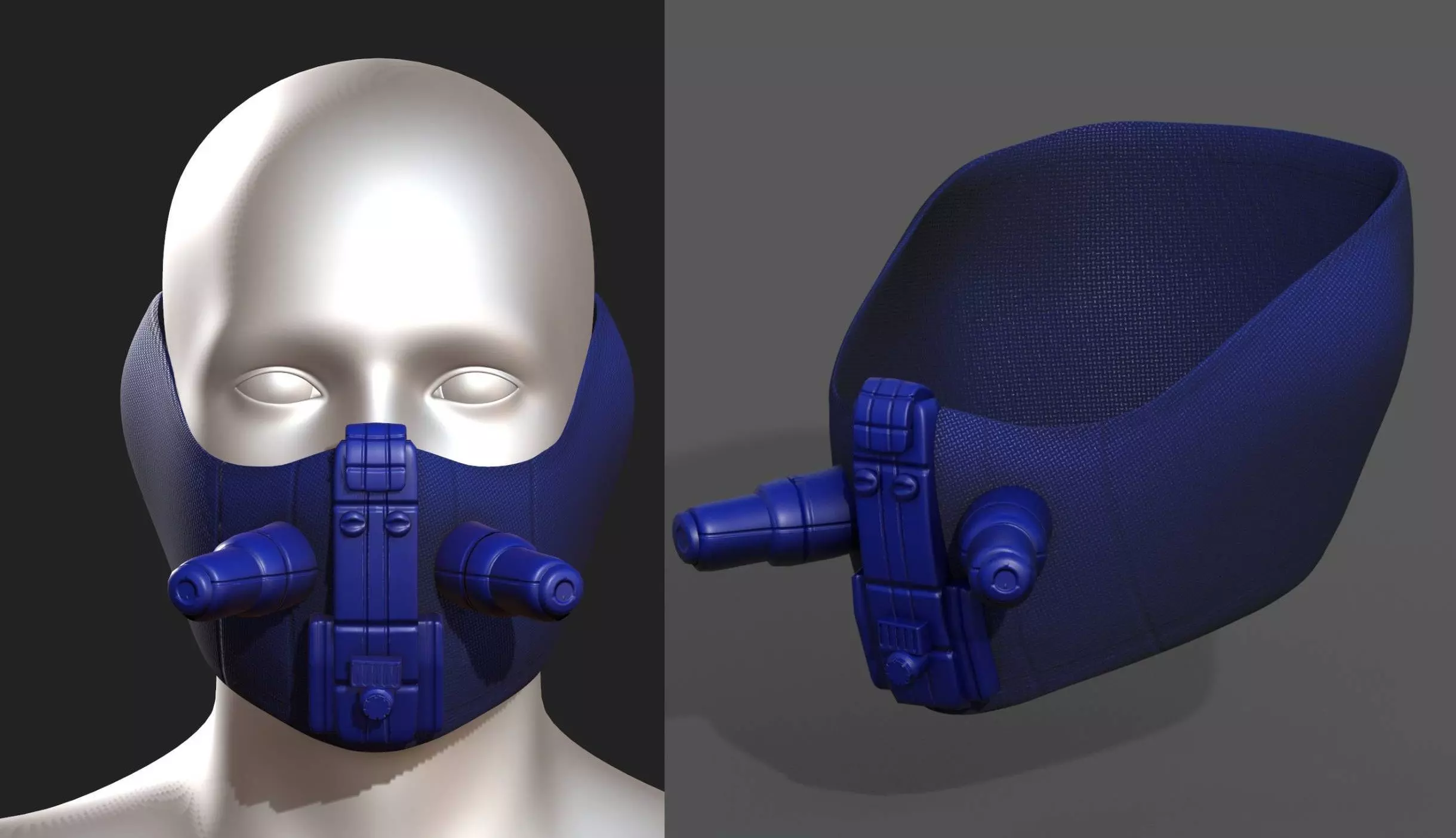Gas mask respirator scifi futuristic  Low-poly 3D model_0