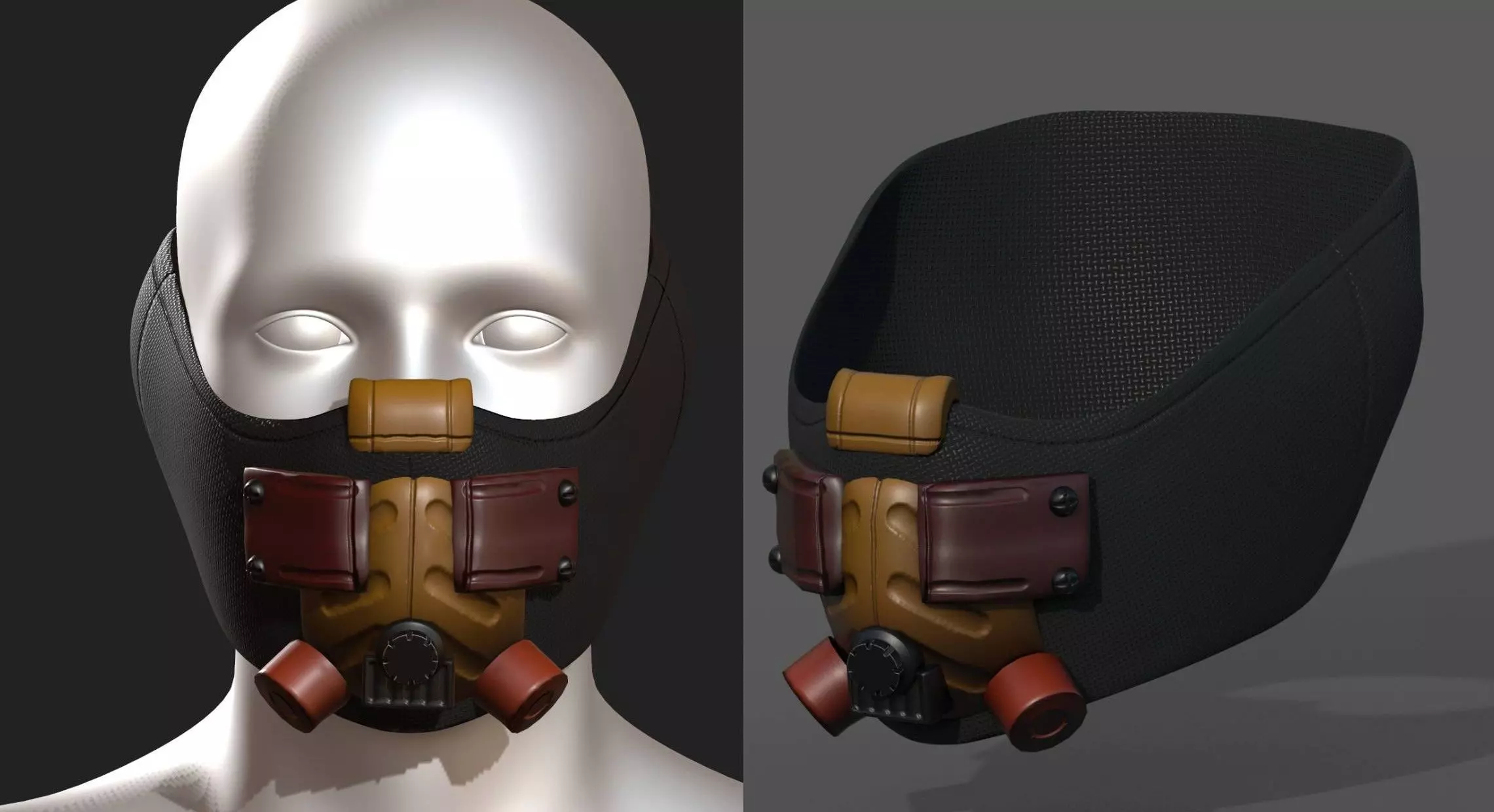Gas mask respirator scifi futuristic 3d Low-poly 3D model_0