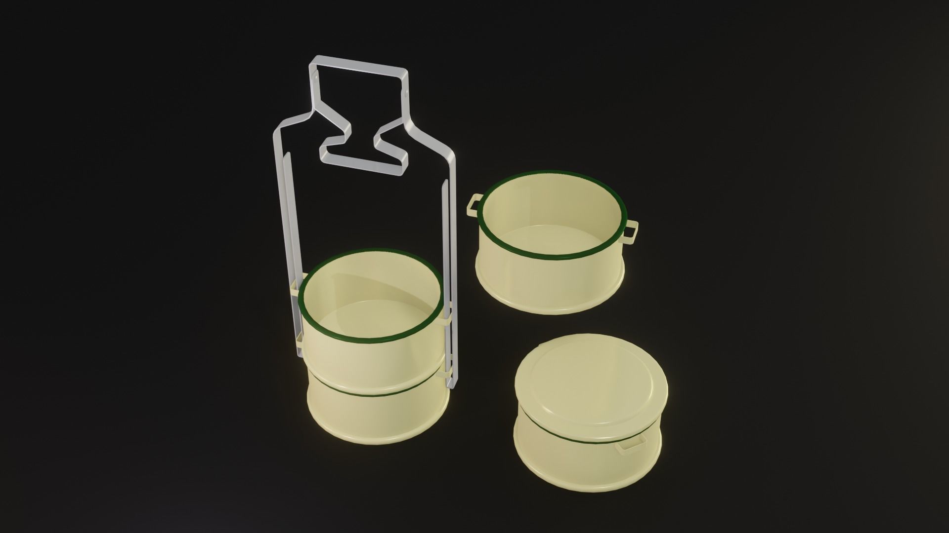 Pin-To Tiffin carrier Bento Thai 3D Model Low-poly 3D model_3