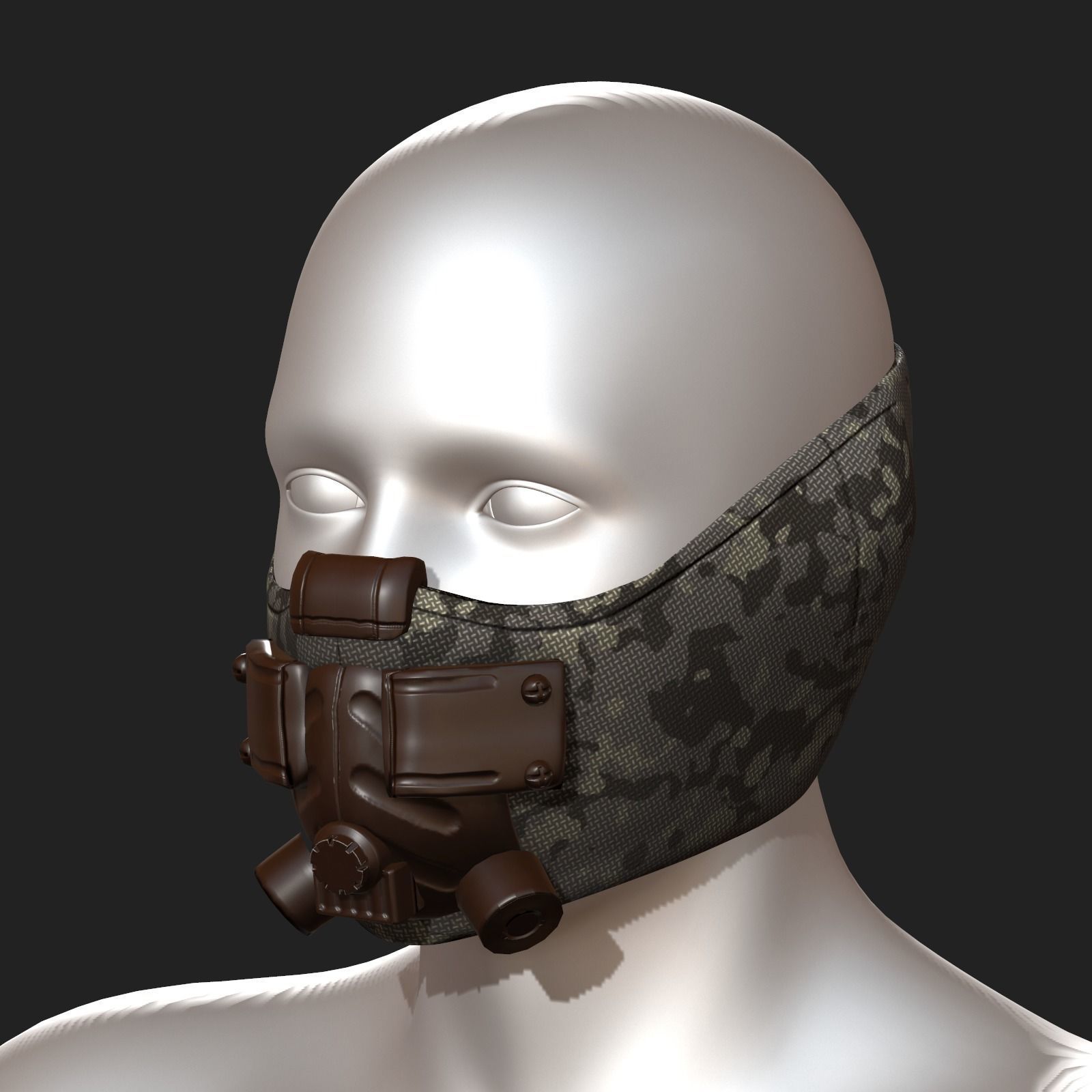 Gas mask respirator scifi futuristic Low-poly 3D model_1