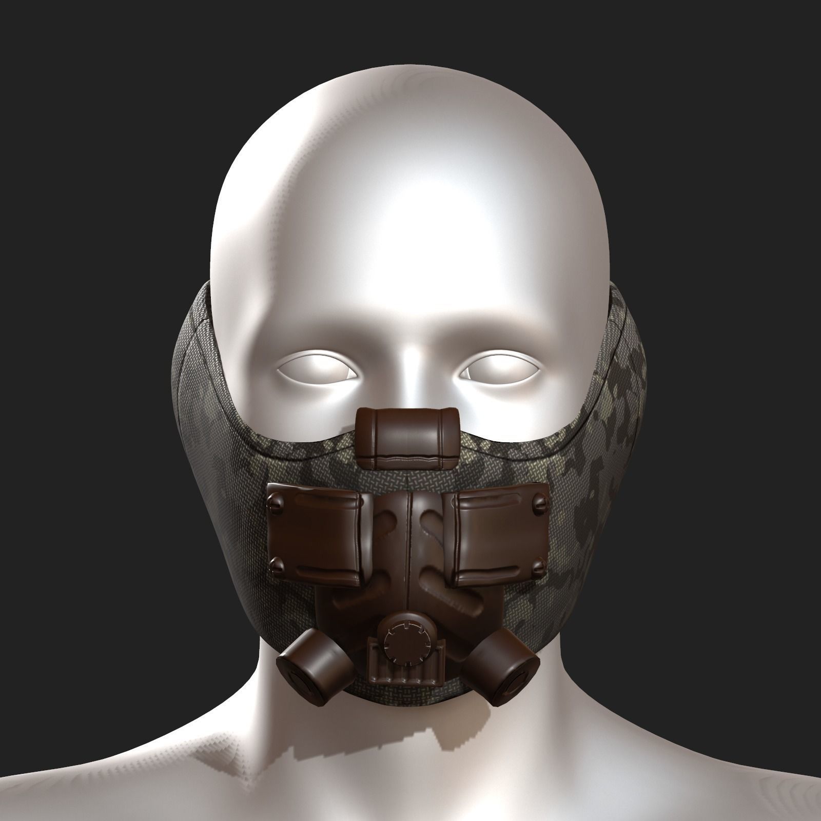 Gas mask respirator scifi futuristic Low-poly 3D model_8