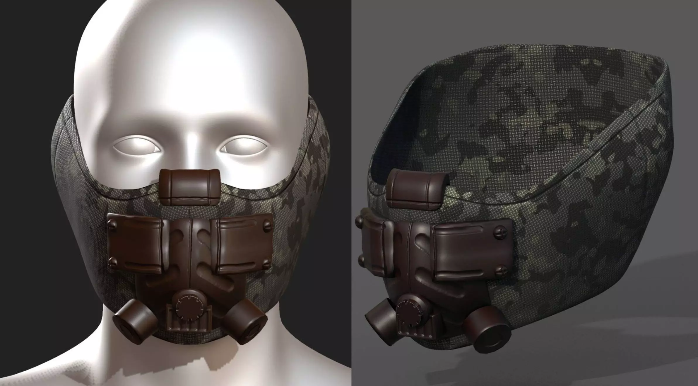 Gas mask respirator scifi futuristic Low-poly 3D model_0