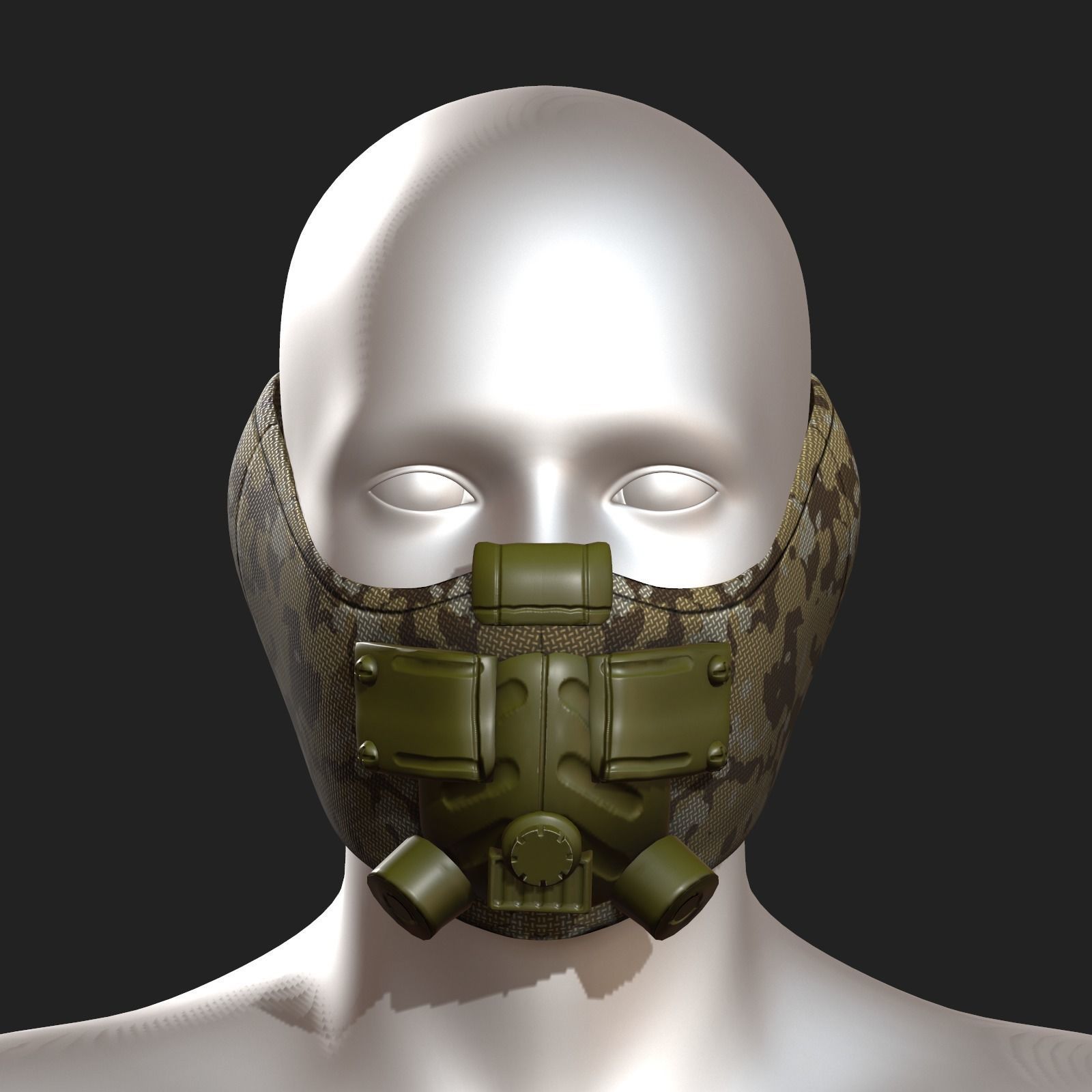 Gas mask respirator scifi futuristic 3d  Low-poly 3D model_1