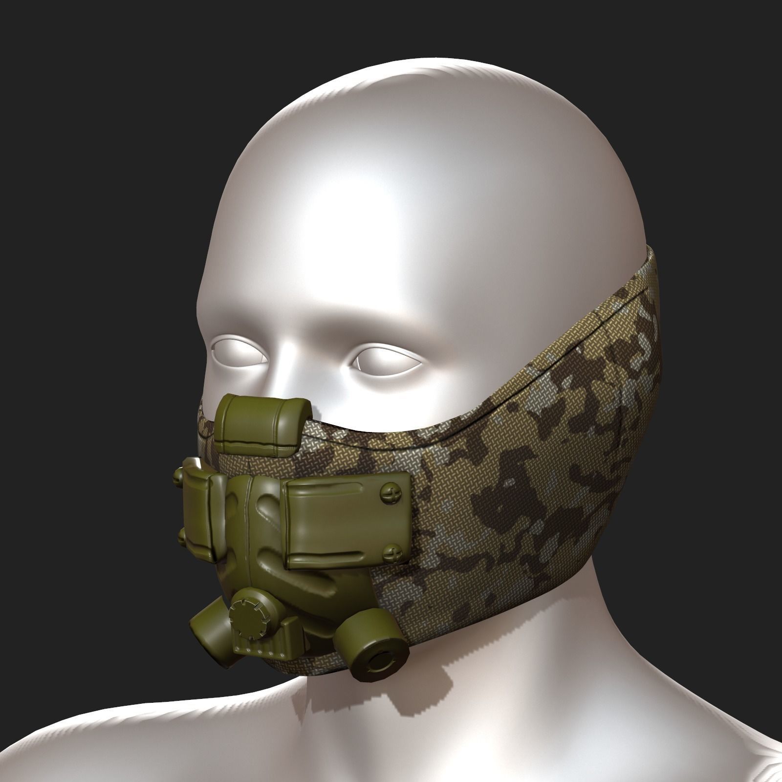 Gas mask respirator scifi futuristic 3d  Low-poly 3D model_6