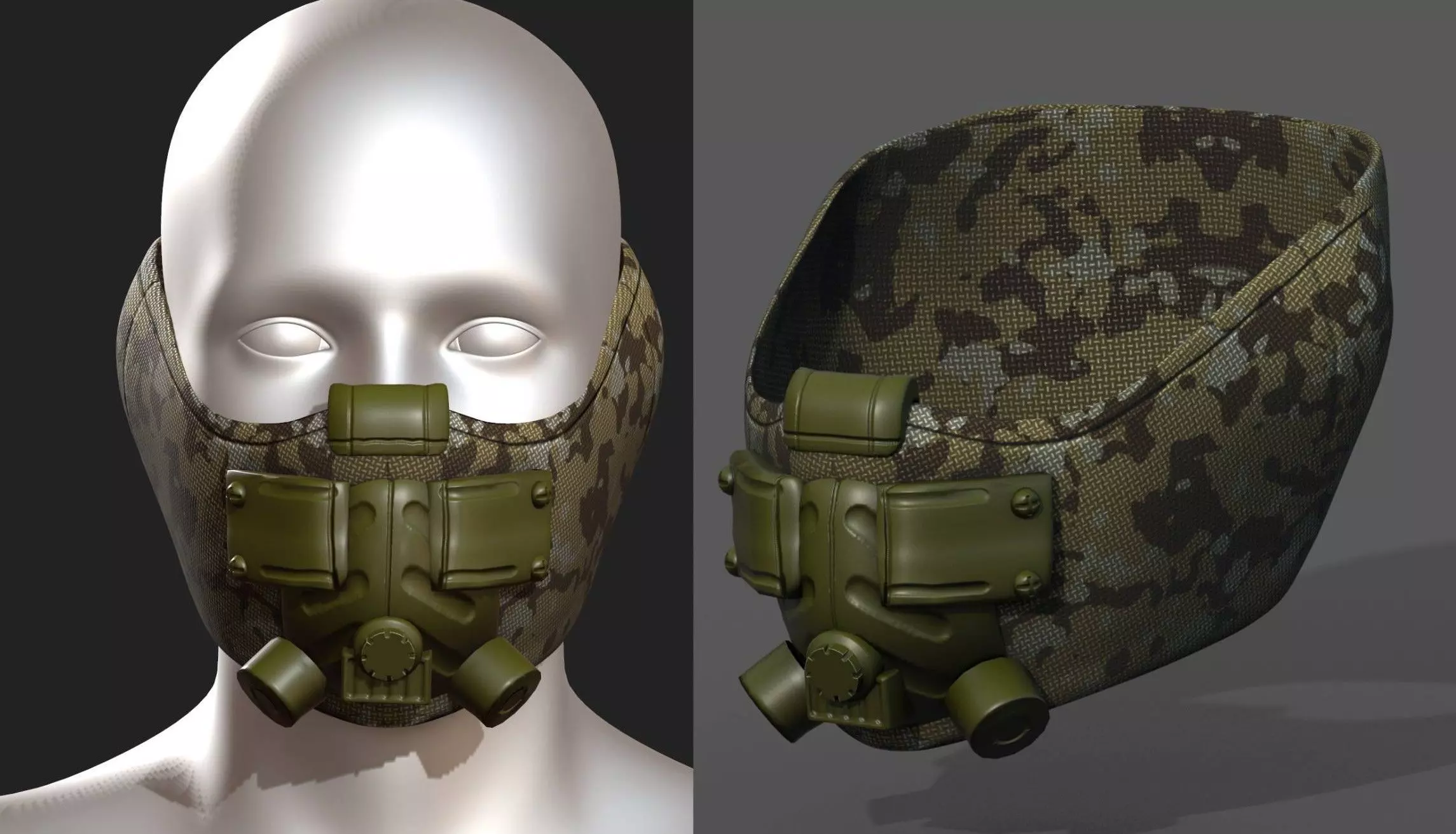 Gas mask respirator scifi futuristic 3d  Low-poly 3D model_0