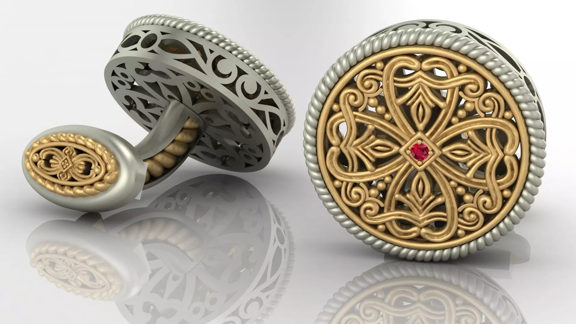 Cufflinks with creative patterns 3D print model_0