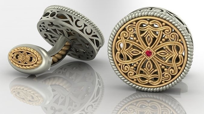 Cufflinks with creative patterns 3D print model