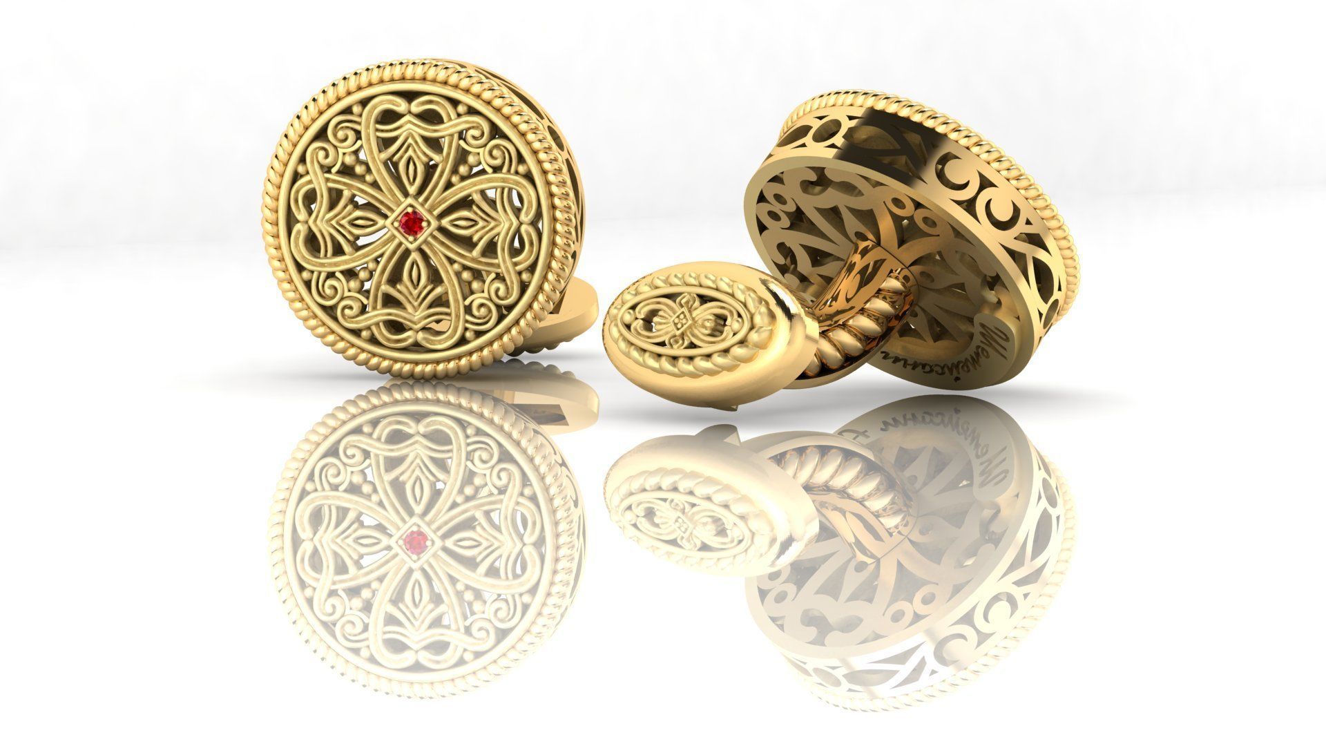 Cufflinks with creative patterns 3D print model_2