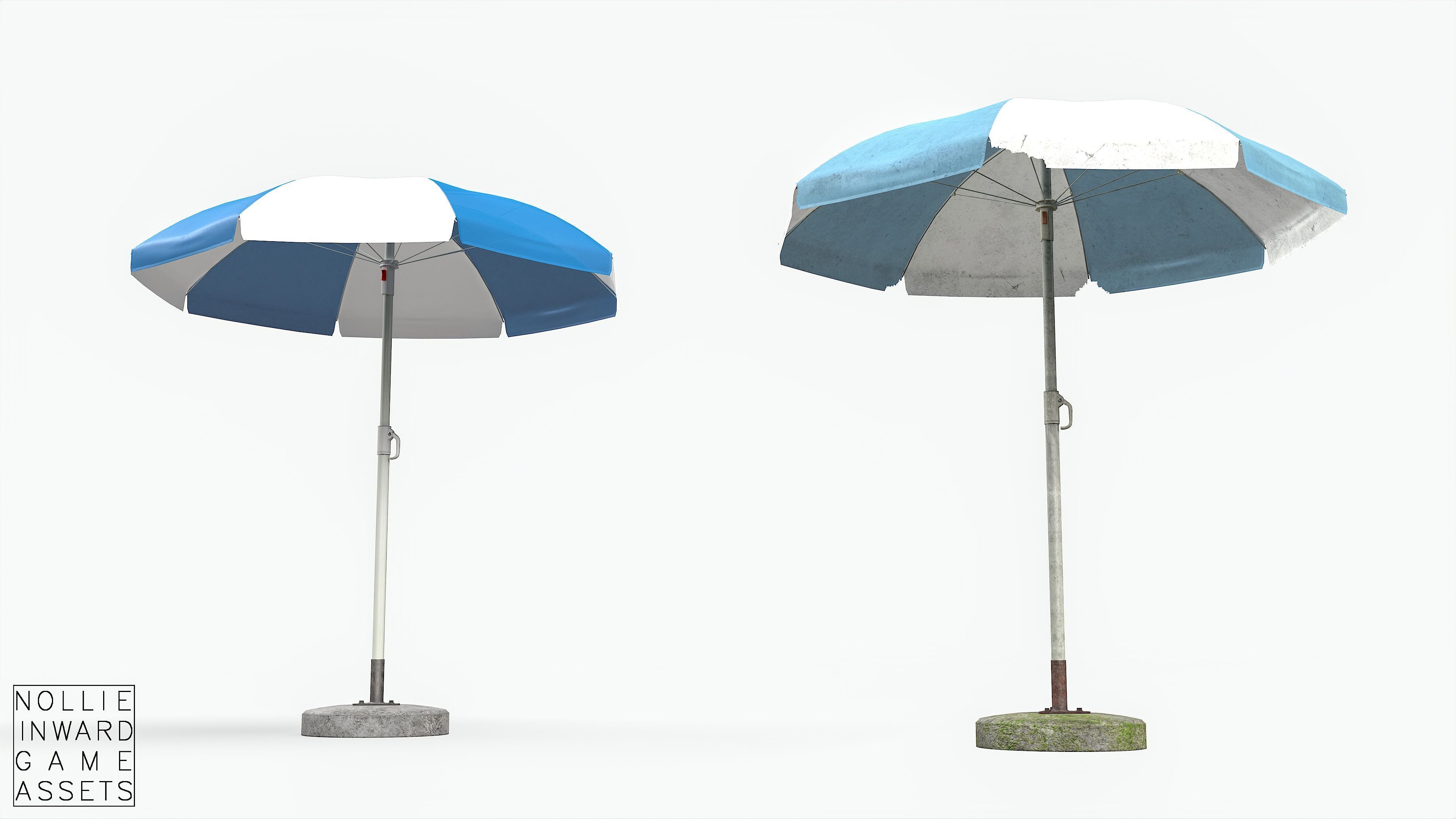 Garden Umbrella - 5 Color Variants Low-poly 3D model_3